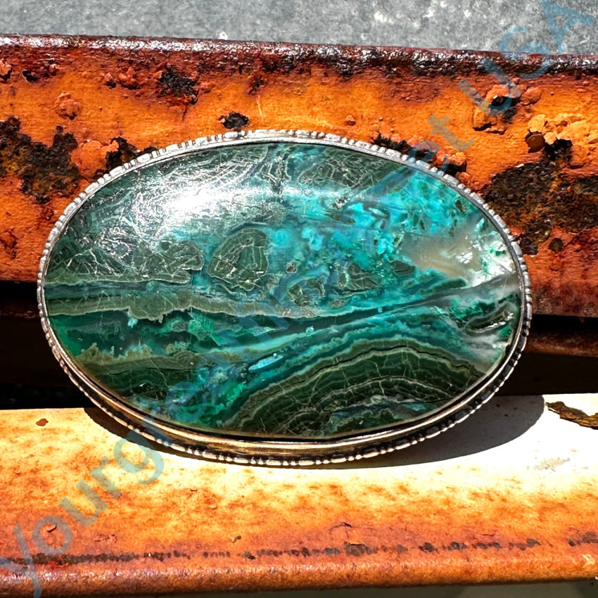 Vintage Navajo Large Oval Brooch Pin - Handmade Chrysocolla Malachite Jewelry for Women - Perfect for Weddings, Parties & Special Occasions