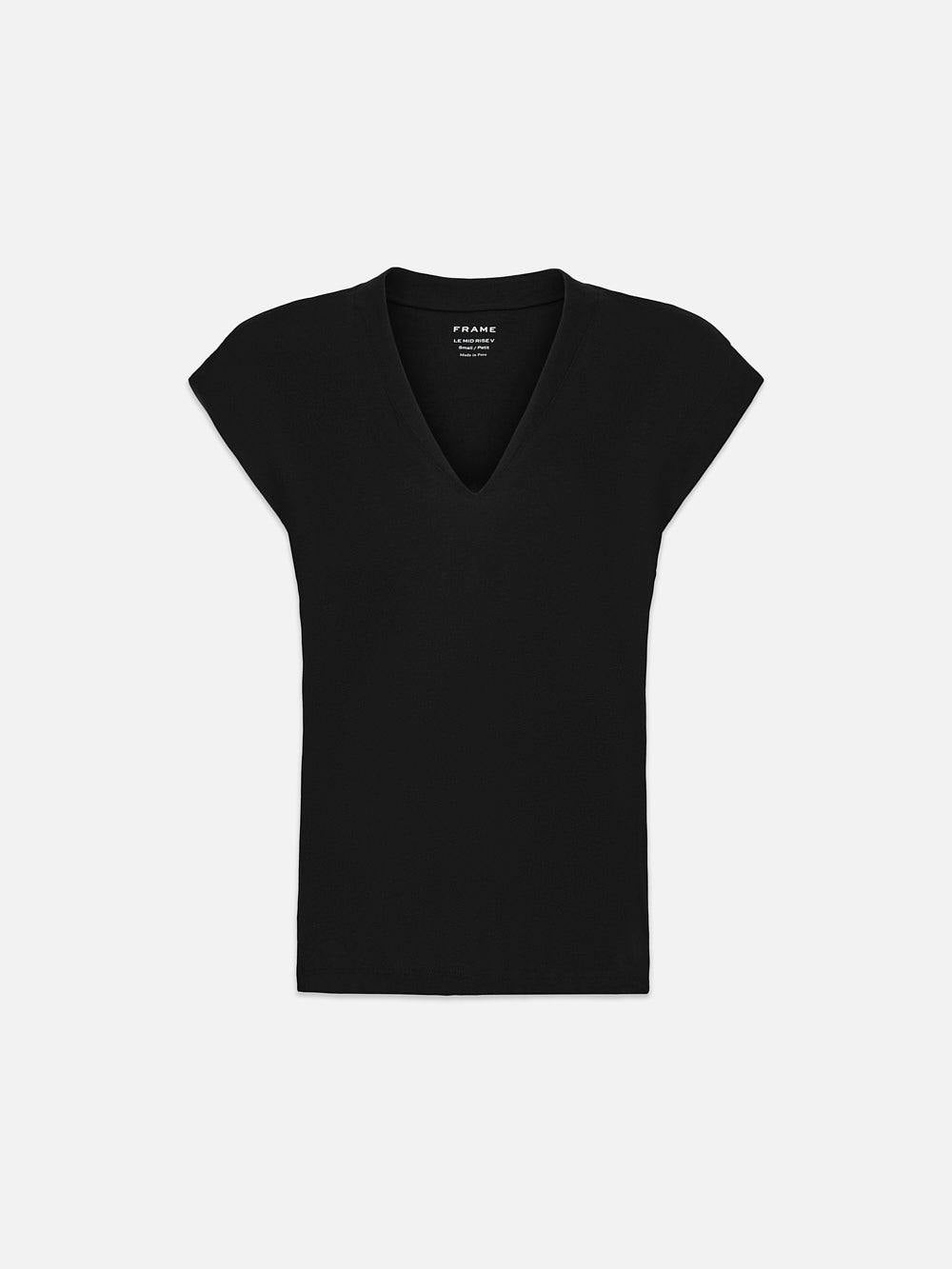 Women's Frame Mid Rise V-Neck T-Shirt - Soft Cotton Casual Tee for Everyday Wear | Perfect for Layering, Workouts & Relaxing
