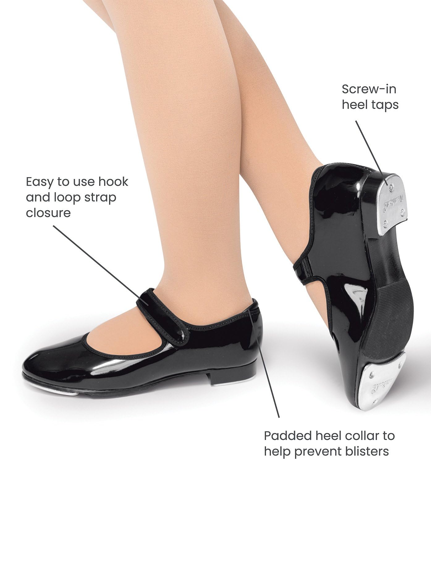 Girls Velcro Strap Tap Dance Shoes - Comfortable & Adjustable for Ballet, Jazz, and Theatrical Performances
