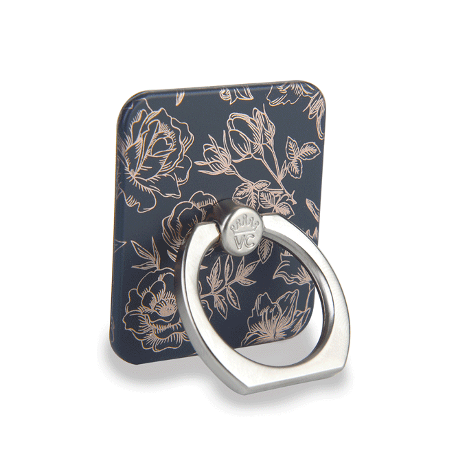 Rose Gold Chrome Floral Phone Ring Holder - Elegant Grip Stand for iPhone, Samsung & Smartphones - Perfect for Selfies, Videos & Hands-Free Use at Home, Office or Travel