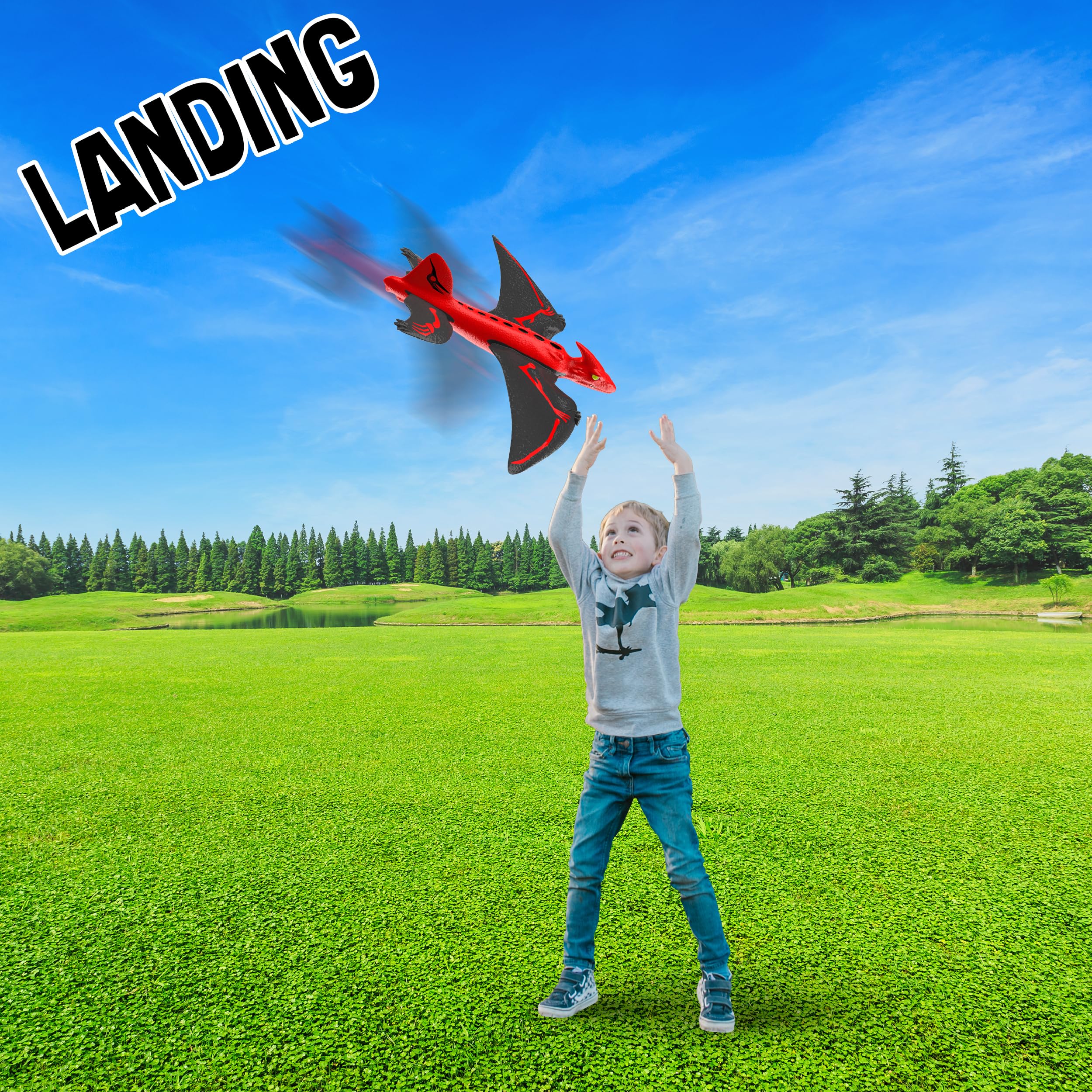 MindSprout Dino Launchers - STEM Airplane Toys for Kids Ages 3-7 - Outdoor & Indoor Flying Dinosaur Launcher Toy for Boys & Girls - Perfect for Backyard Play, Birthday Gifts & Family Fun Activities