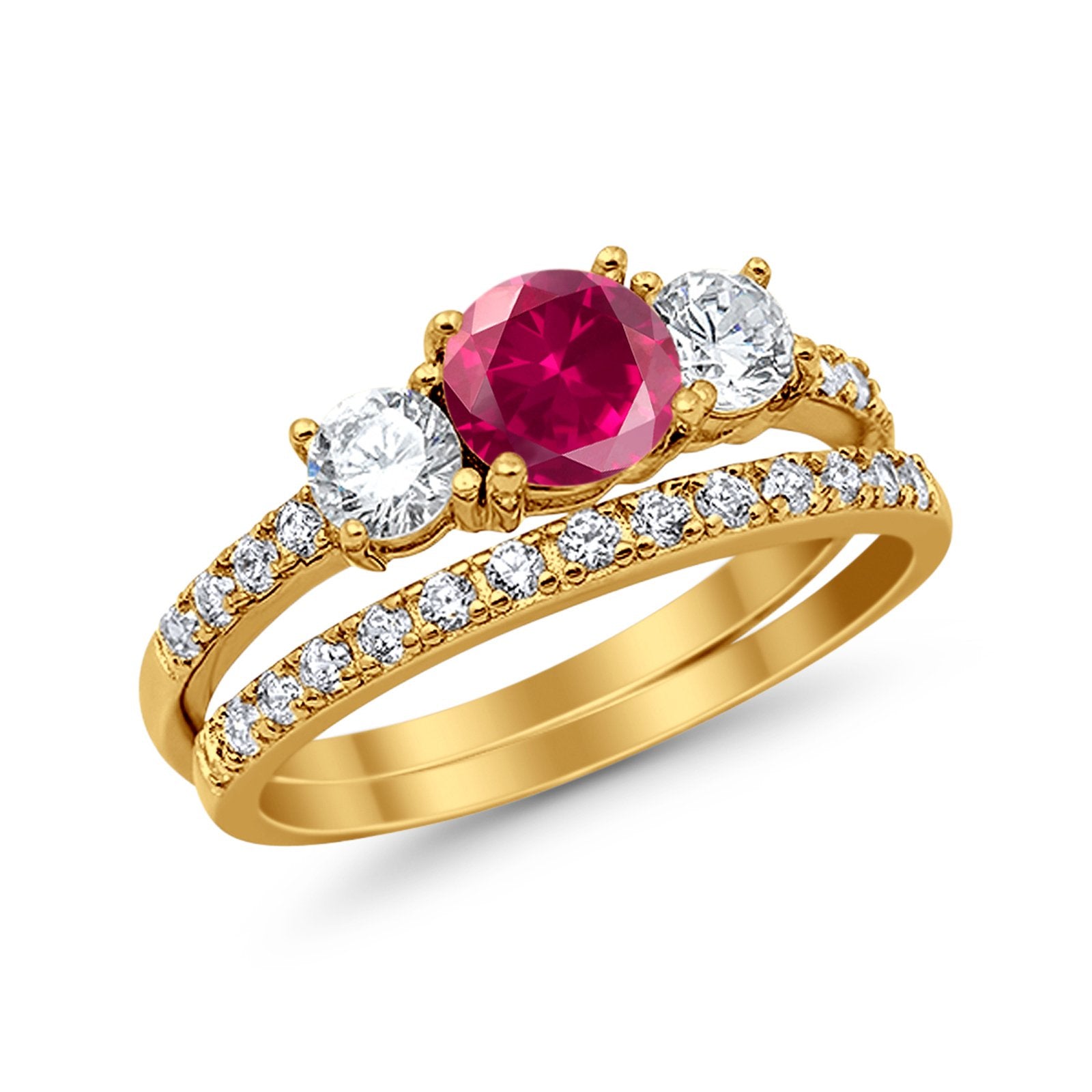 3 Stone Wedding Bridal Ring Set - 925 Sterling Silver Cubic Zirconia Engagement Rings for Women - Perfect for Proposals, Anniversaries & Special Occasions