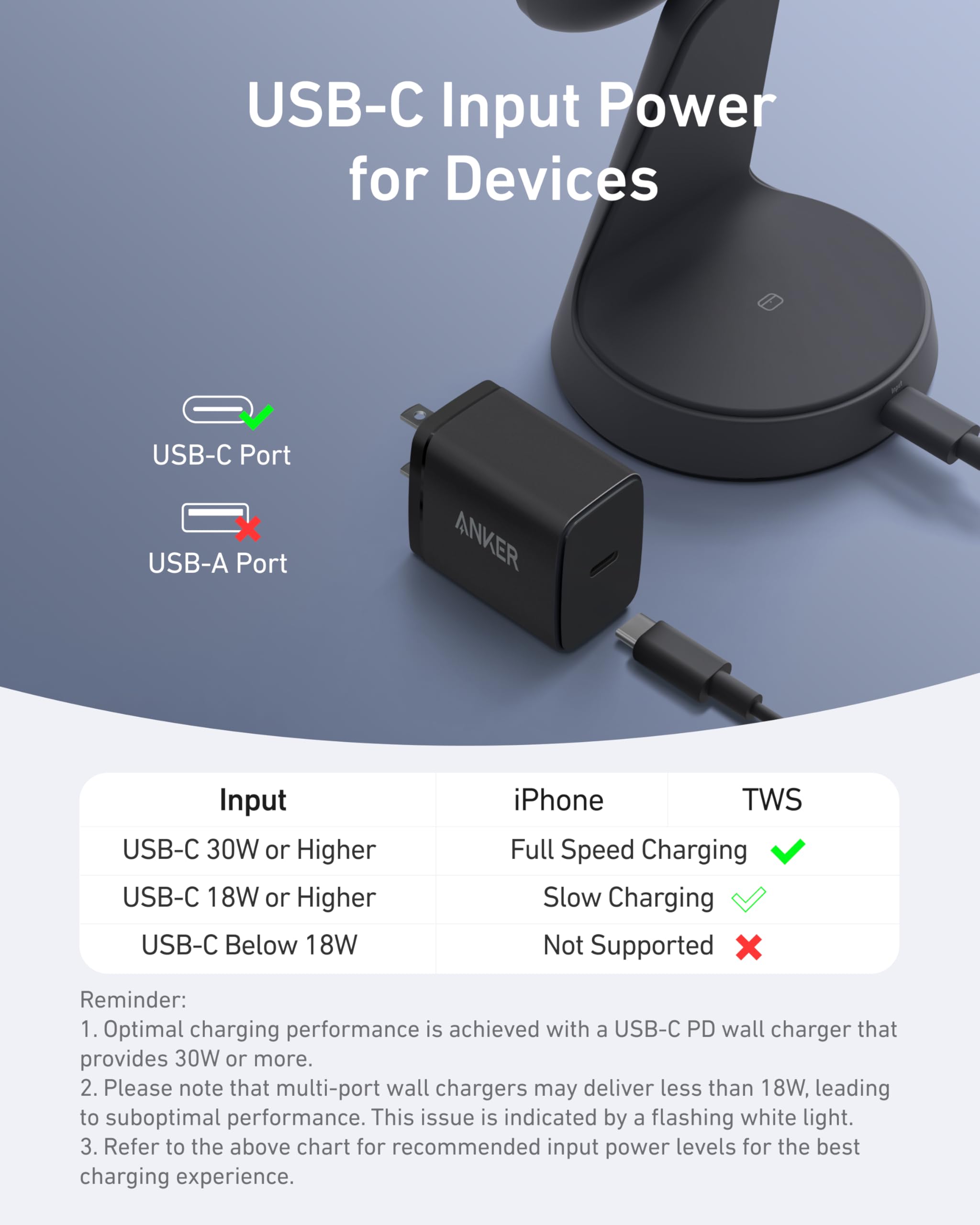 Anker MagSafe Compatible 2-in-1 Wireless Charging Stand - Qi2 Certified 15W Fast Charger for iPhone 16/15/14/13/12 Series & AirPods | Adjustable Angle, Strong Magnetic Hold | Perfect for Bedside, Office Desk & Travel (Wall Charger Not Included)