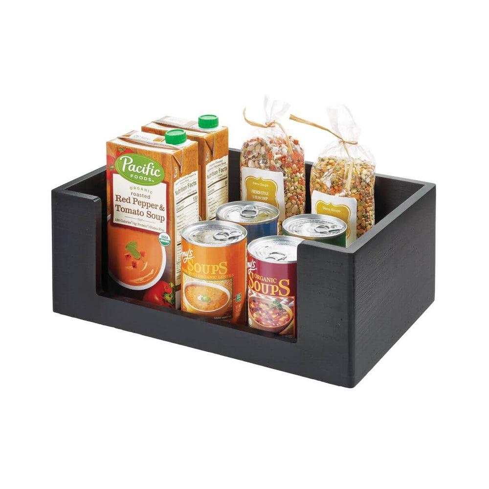 iDesign Eco Wood Large Open Front Stackable Storage Container - Black | Organize Closet, Pantry & Home Office | Sustainable Home Organization Solution