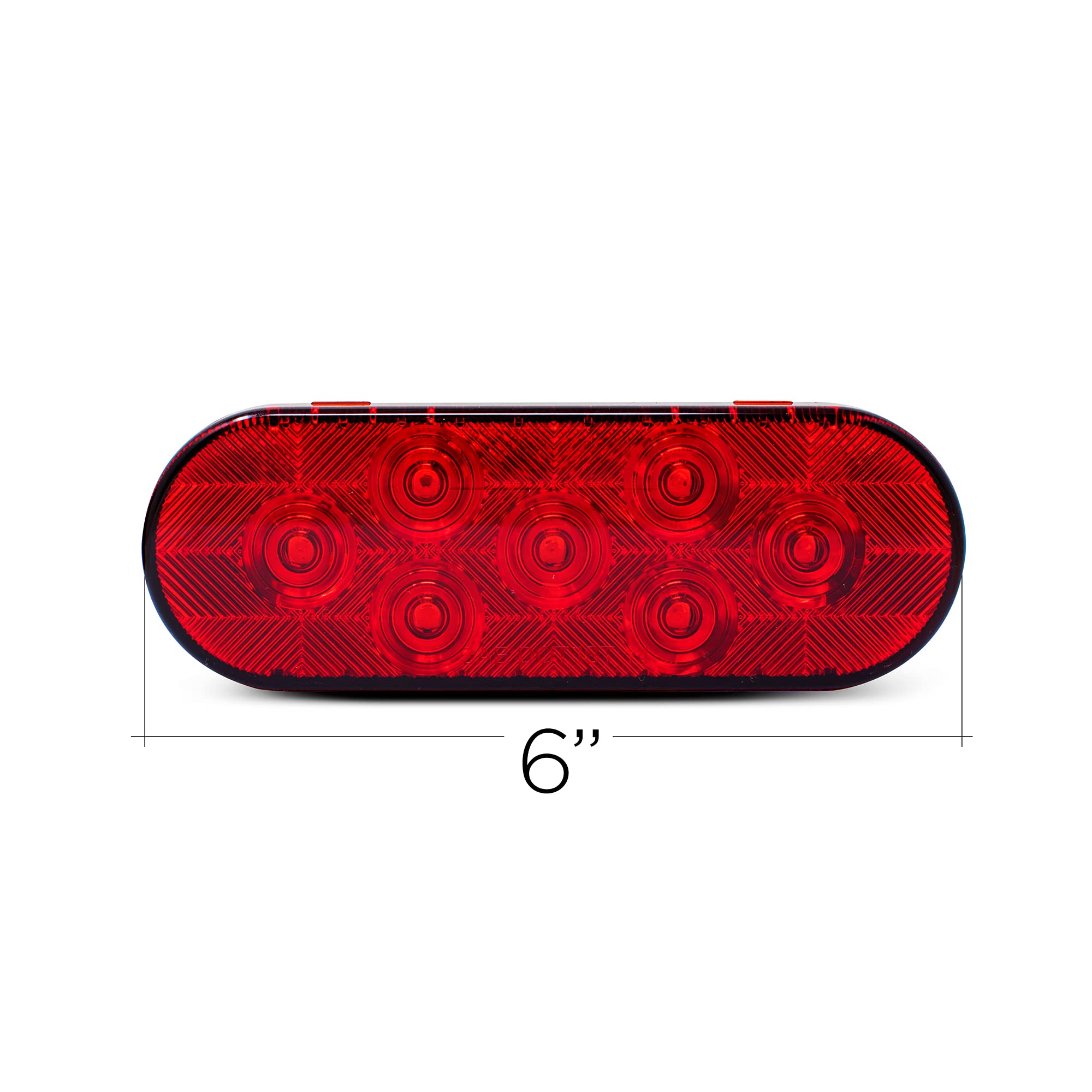 2 Pro LED 607R24V 6 Inch Oval Stop Tail Turn Signal Lights - Waterproof for Trucks, Trailers, RVs & Boats - Bright Red/Amber Safety Lighting