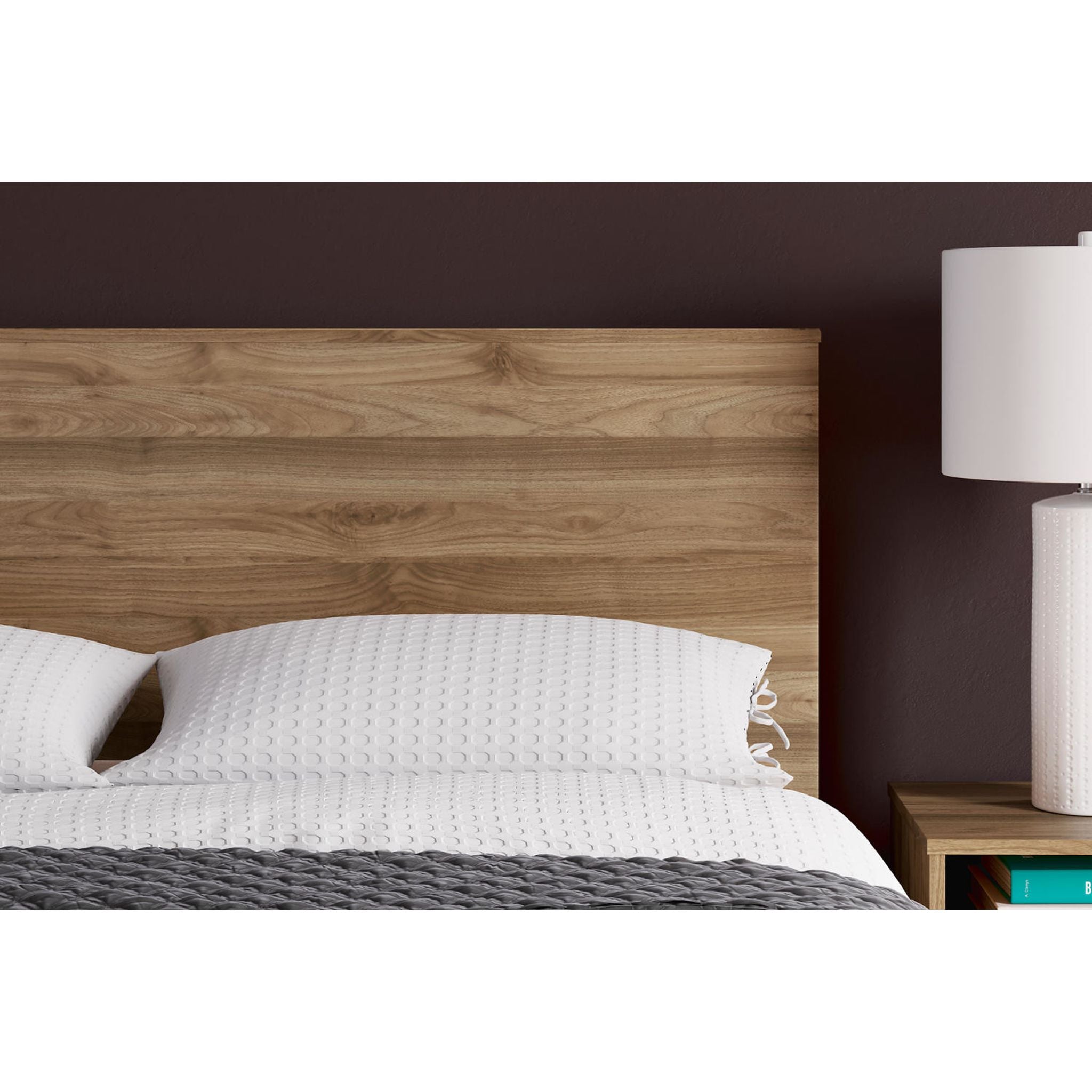Aprilyn Queen Bookcase Headboard in Honey Finish - Stylish Storage Bed Frame for Small Spaces, Bedroom Organization & Cozy Reading Nook