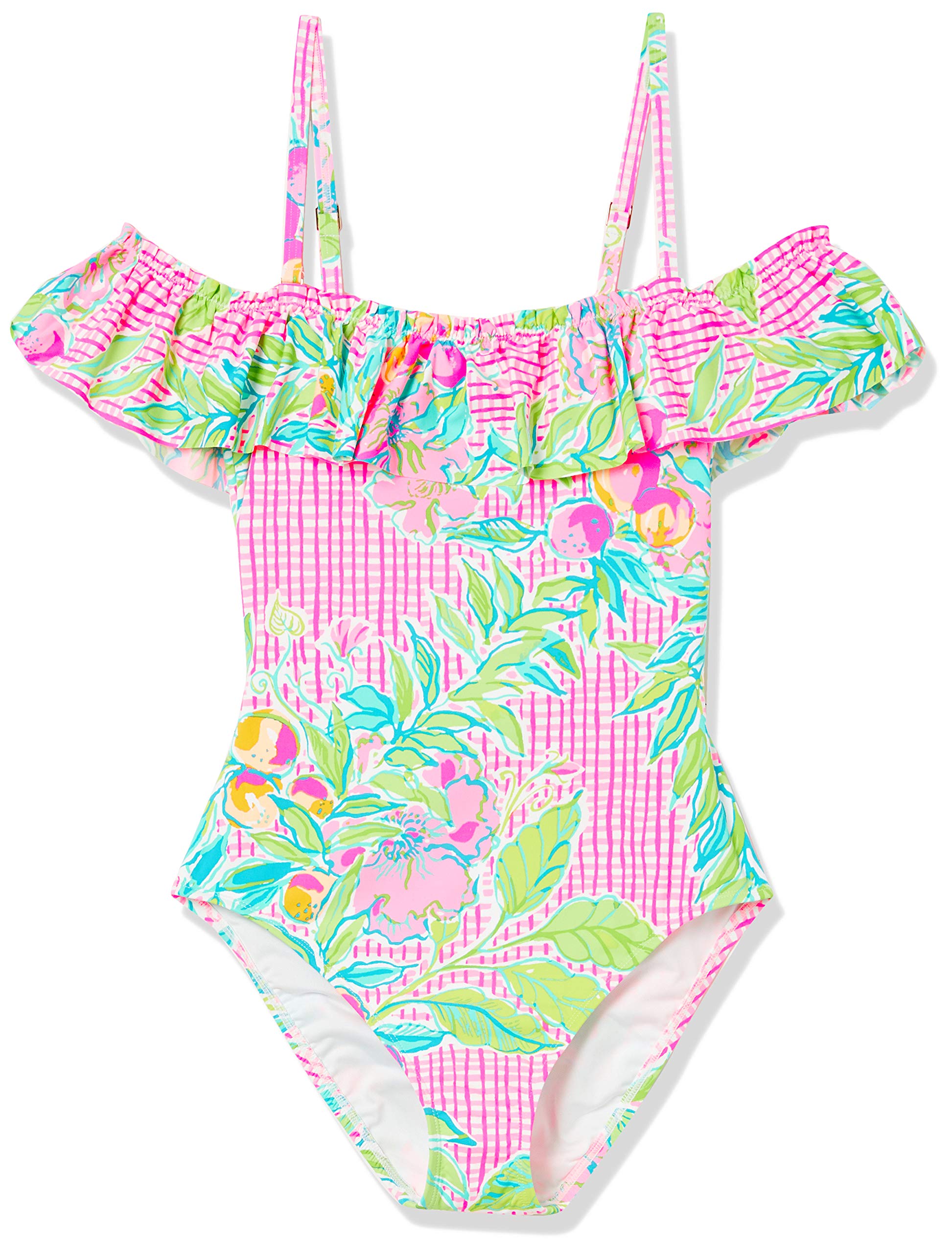 Lilly Pulitzer Fiesta One-Piece Swimsuit - Multi Color Dont Stop Beleafing Print | Floral Bathing Suit for Women | Perfect for Beach Vacations, Pool Parties & Summer Getaways