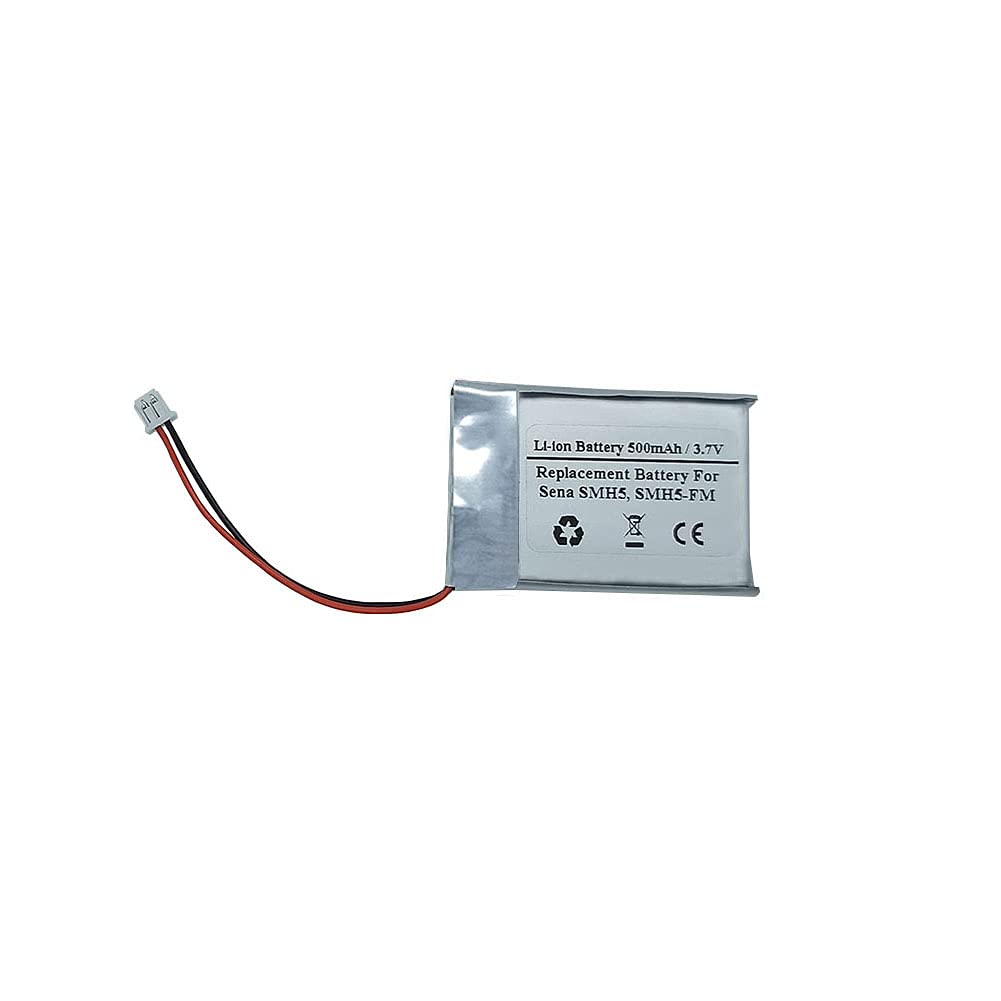 500mAh 3.7V Replacement Battery for Sena SMH5 & SMH5-FM Motorcycle Bluetooth Headsets - Compatible with Helmet Intercom Systems (Model: Sena ICP402540P/SNO-602535PC) - Perfect for Long Rides & Group Communication