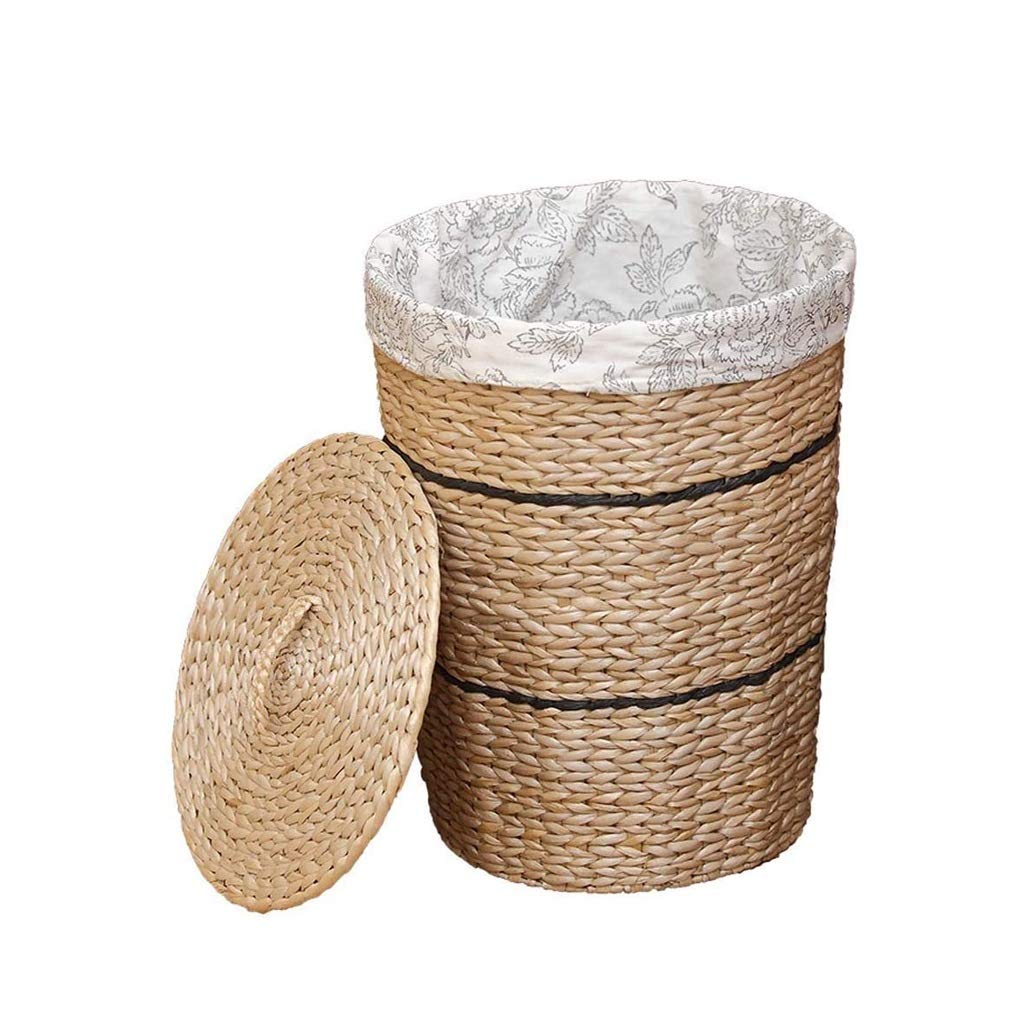 RENSLAT Large Wicker Weave Storage Basket with Lid - Handwoven Laundry Hamper for Dirty Clothes, Toys, Blankets - Natural Woven Organizer for Bedroom, Nursery, Bathroom & Living Room Decor