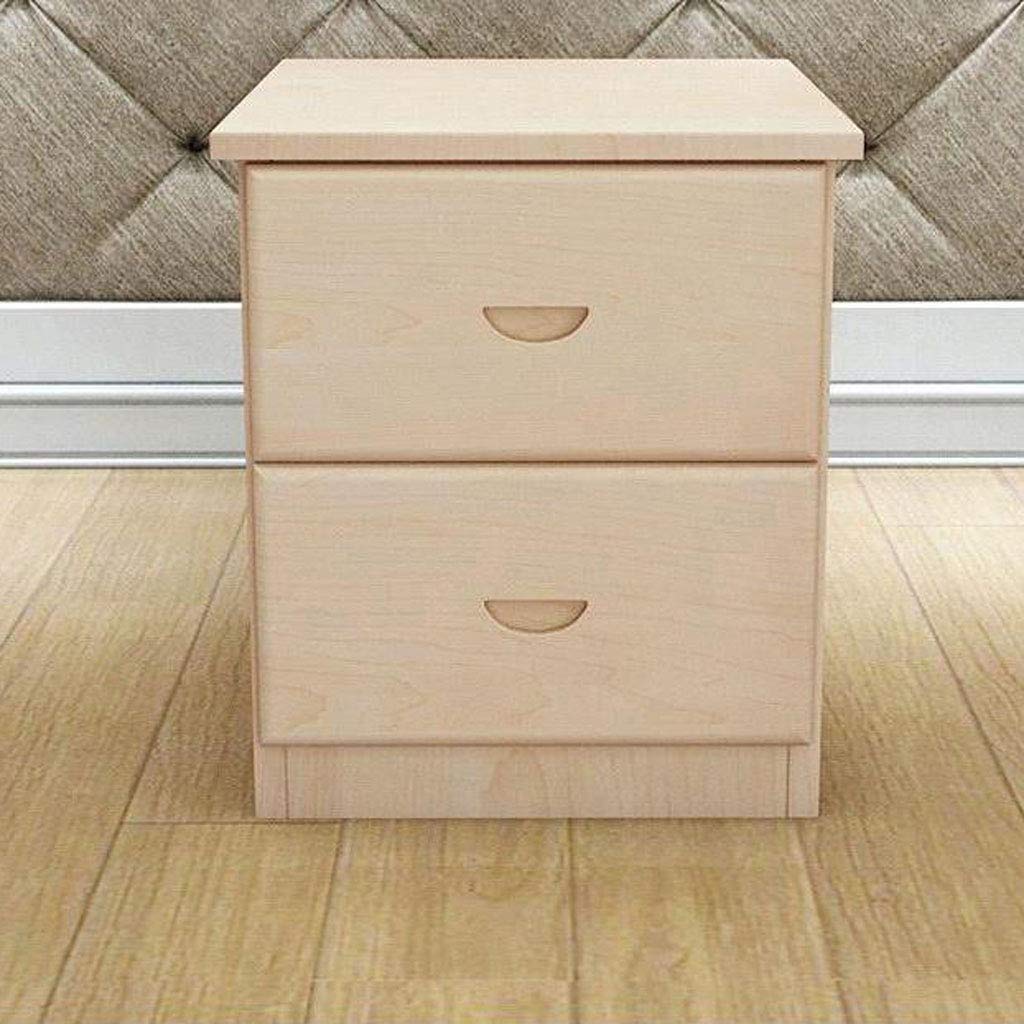Modern Minimalist Pine Wood Nightstand with 2 Drawers - Simple Bedside Table for Bedroom Storage - Wood Color Home Side Table for Small Spaces & Apartment Living