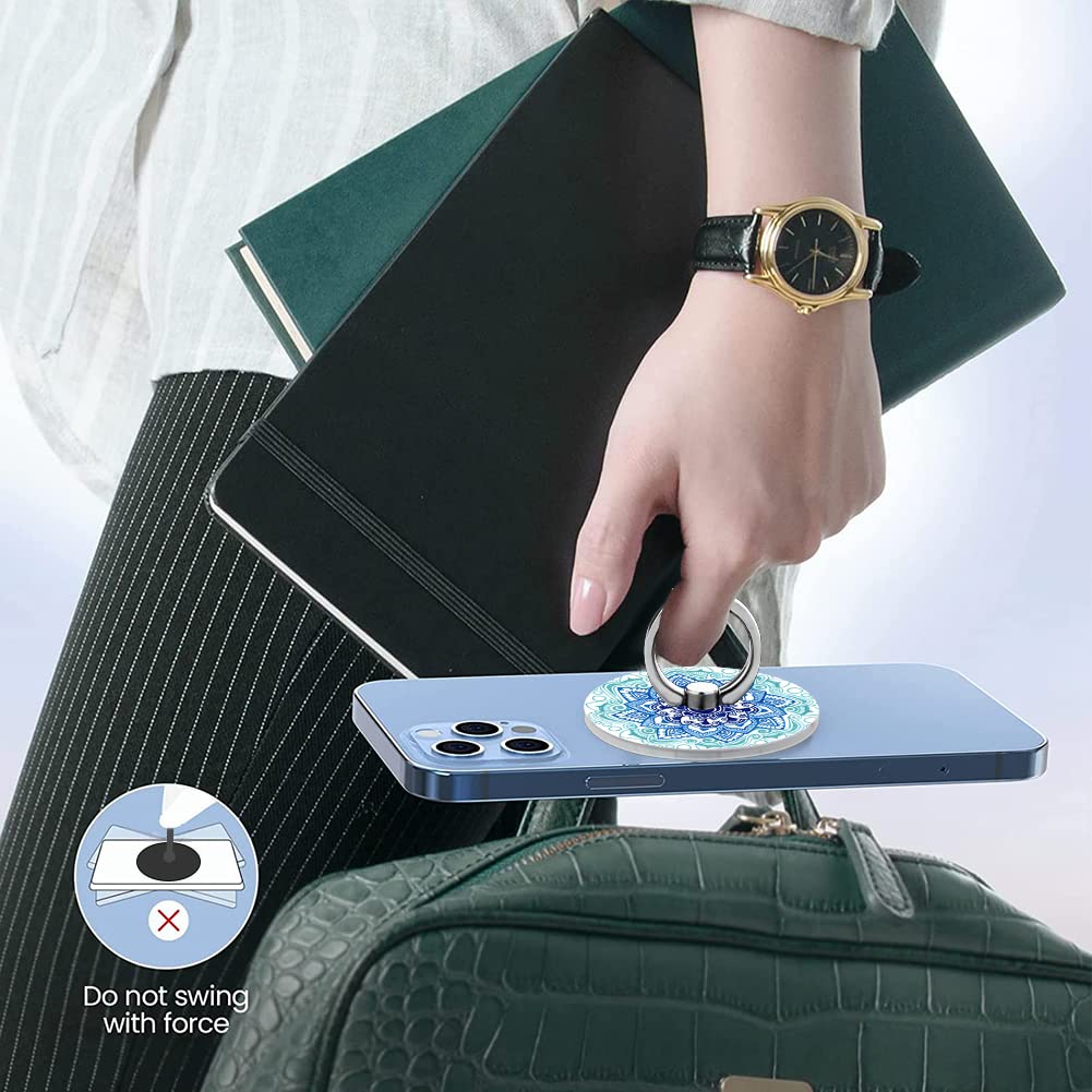 Magnetic Phone Ring Stand with Diamond Design - 360° Rotation Metal Finger Grip Holder Compatible with MagSafe Accessories for iPhone 14/13/12 Series (Blue) - Perfect for Hands-Free Viewing, Selfies & Secure Grip