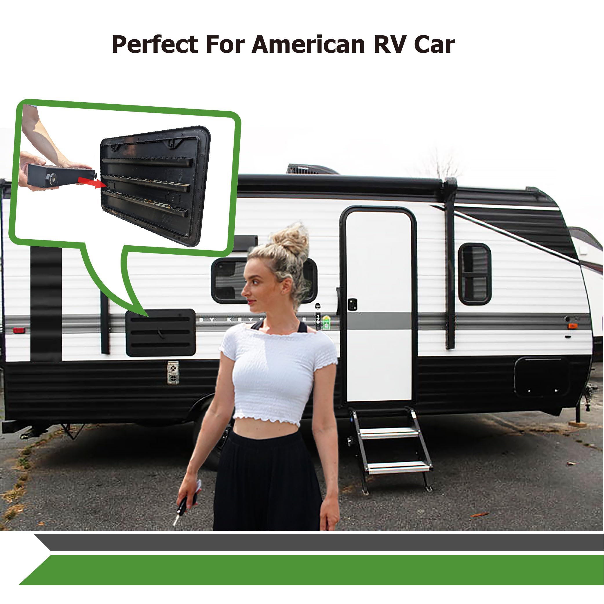 12V DC RV Refrigerator Cooling Fan - IP55 Waterproof, Adjustable Temperature, Easy Install for American RV Side Vents | TTC-SC60(A) | Perfect for RV Camping, Road Trips & Outdoor Adventures