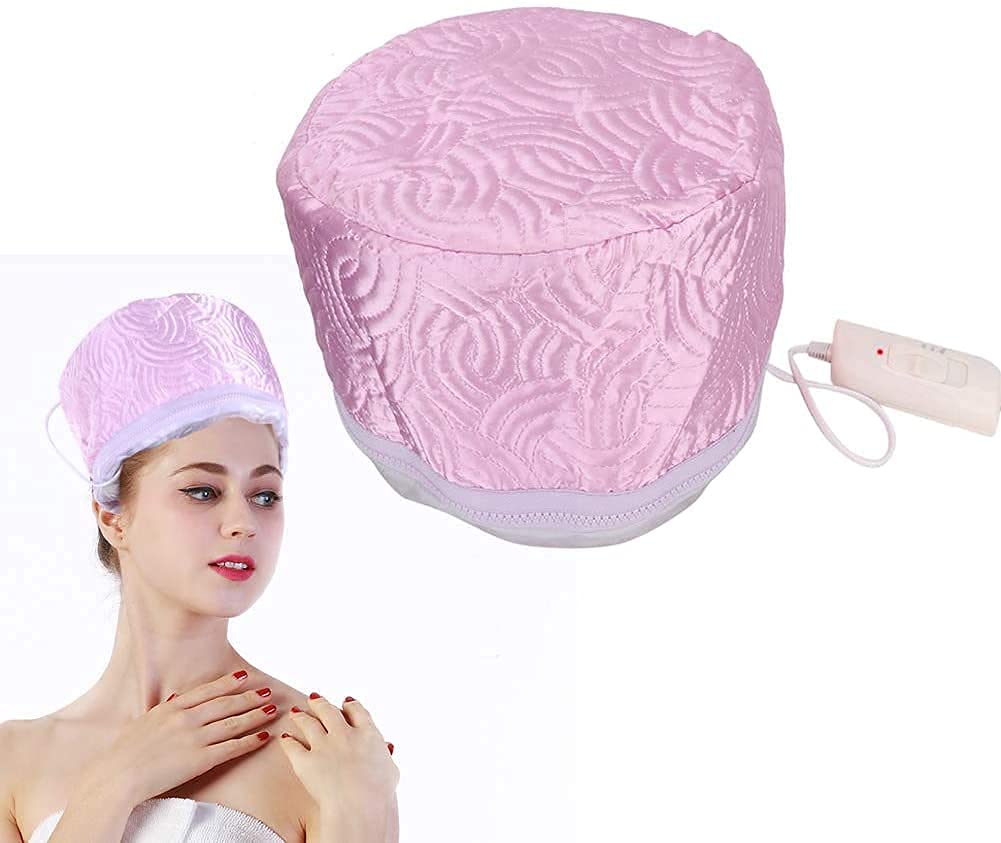 DHVAJA Thermal Hair Spa Cap with Beauty Steamer - Nourishing Heating Treatment for Hair Care - Pink Spa Cap for Women - Perfect for At-Home Salon Treatments & Deep Conditioning