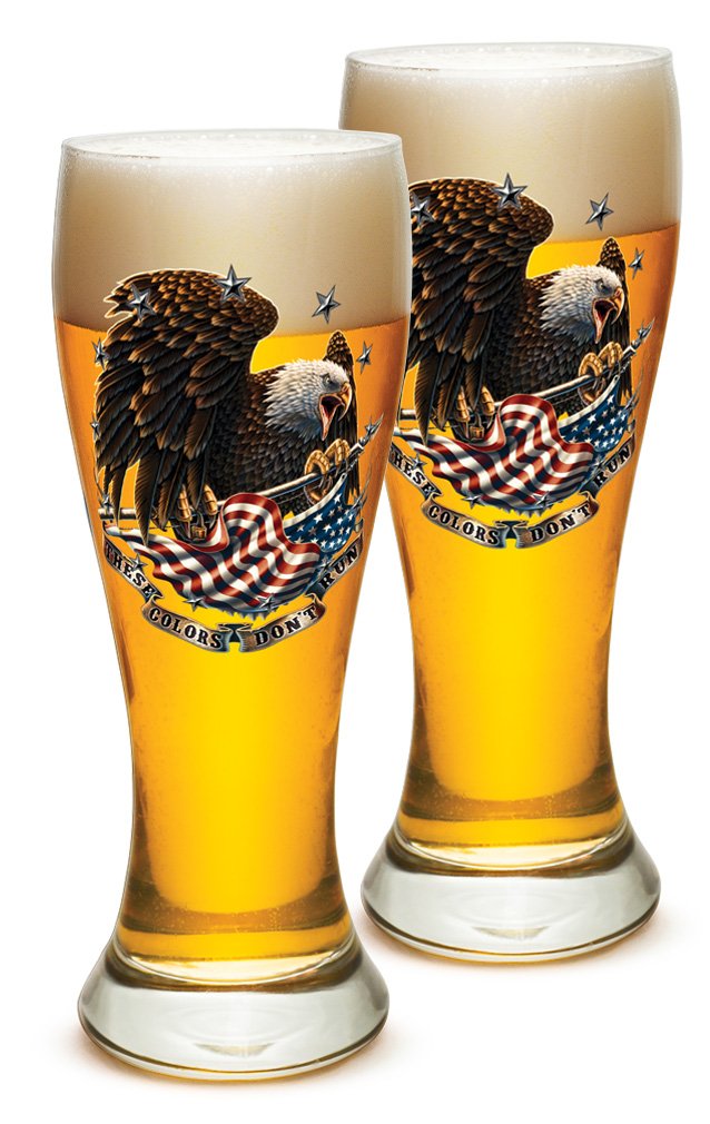 Patriotic Beer Glasses Set of 12 (23 Oz) - American Soldier Themed Barware for Veterans & Military Appreciation - Perfect for Memorial Day, 4th of July & Military Homecoming Parties