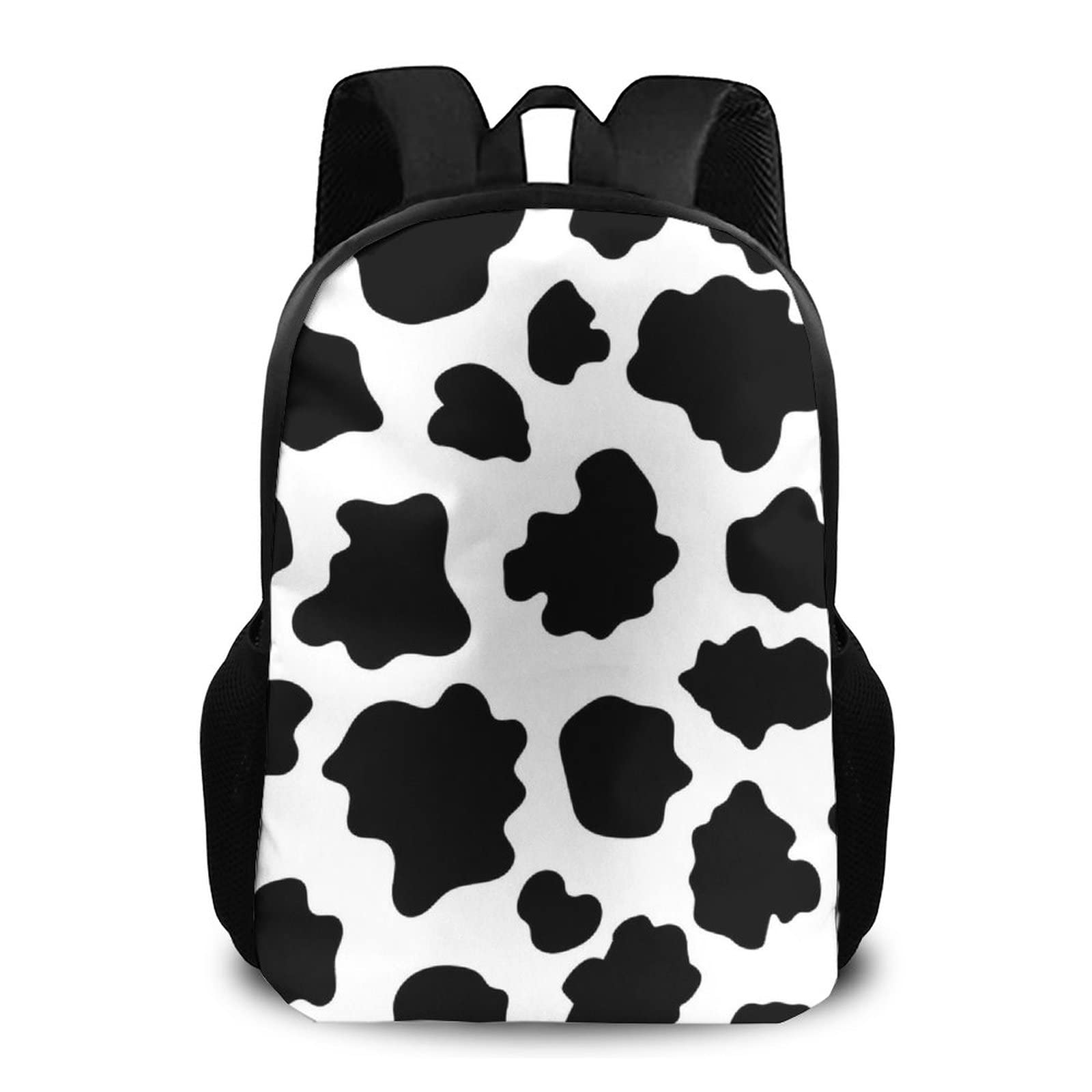 Lightweight Hiking Backpack Daypack - Black & White Cow Print Outdoor Sports Bag for Camping, Running, Cycling | Perfect for Travel, Trekking & Daily Commute