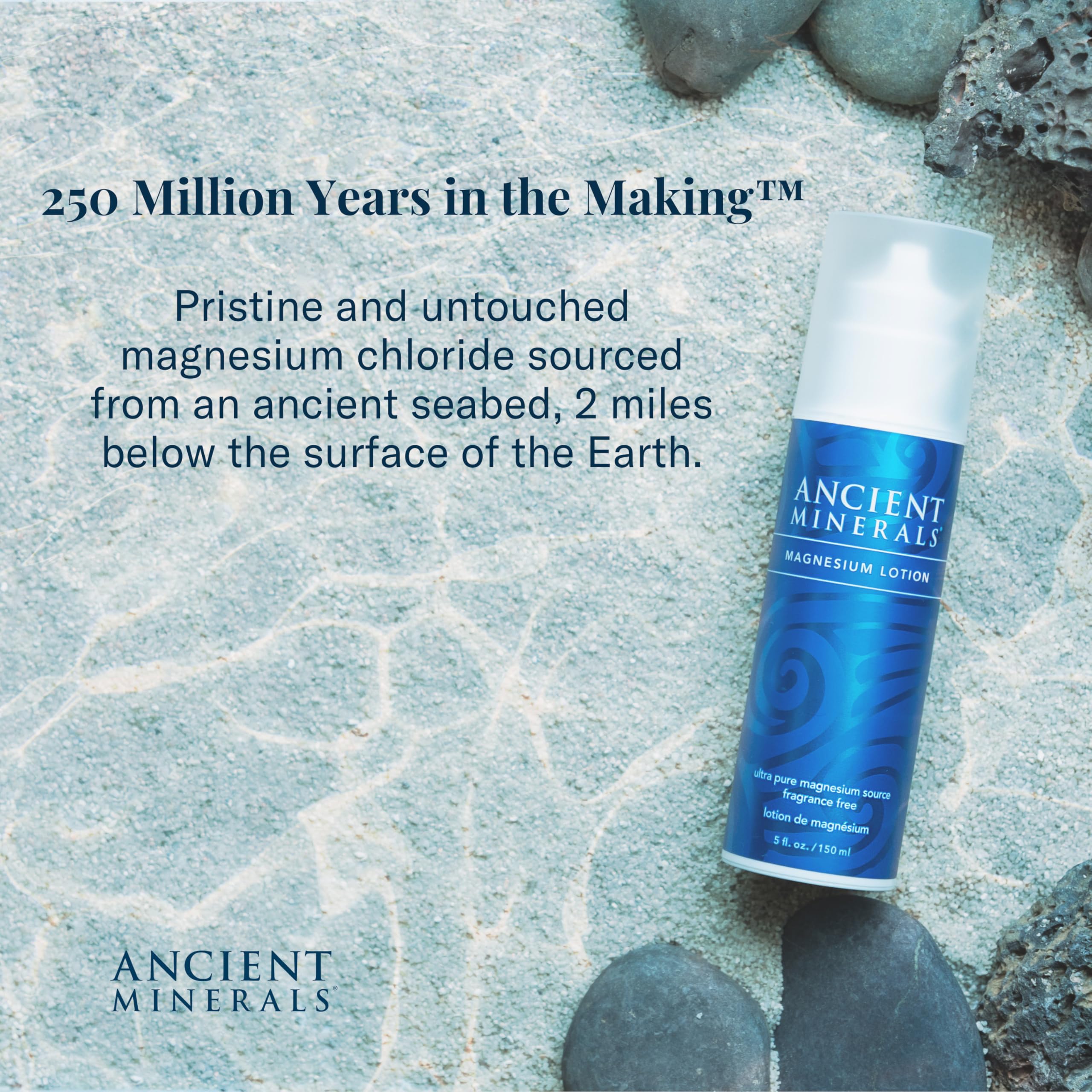 Ancient Minerals Magnesium Lotion - High Concentration Zechstein Topical Magnesium Chloride (5oz) for Muscle Relaxation, Sleep Support & Skin Hydration - Perfect for Athletes, Stress Relief & Nighttime Routine