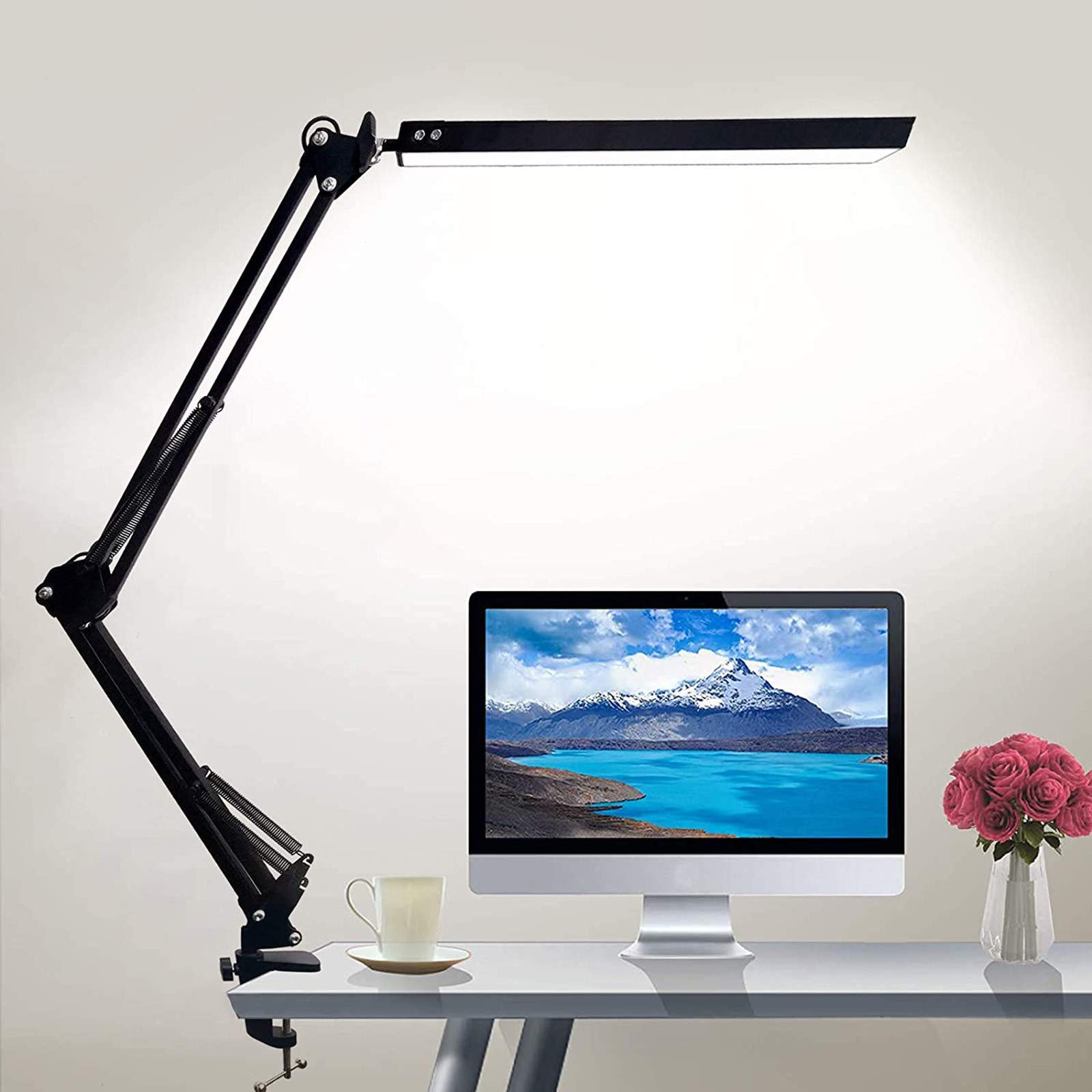 Adjustable LED Desk Lamp with Clamp - 3 Color Modes, Dimmable Architect Study Lamp with Flexible Swivel Arm for Office, Reading & Workstation Lighting | Perfect for Home Office, Dorm Room & Crafting