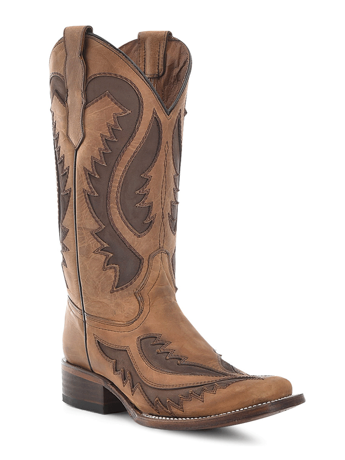 Circle G L6129 Women's Western Boots - Embroidered Square Toe Cowgirl Boots in Tan & Chocolate | Perfect for Rodeo, Country Dancing & Everyday Wear