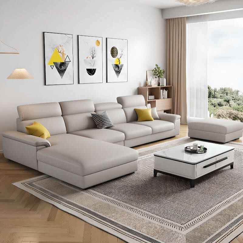 L Shape Sofa Recliner with Standard Foam & Concealed Support - Left Hand Facing Sectional Couch for Living Room, Home Theater & Family Room Relaxation