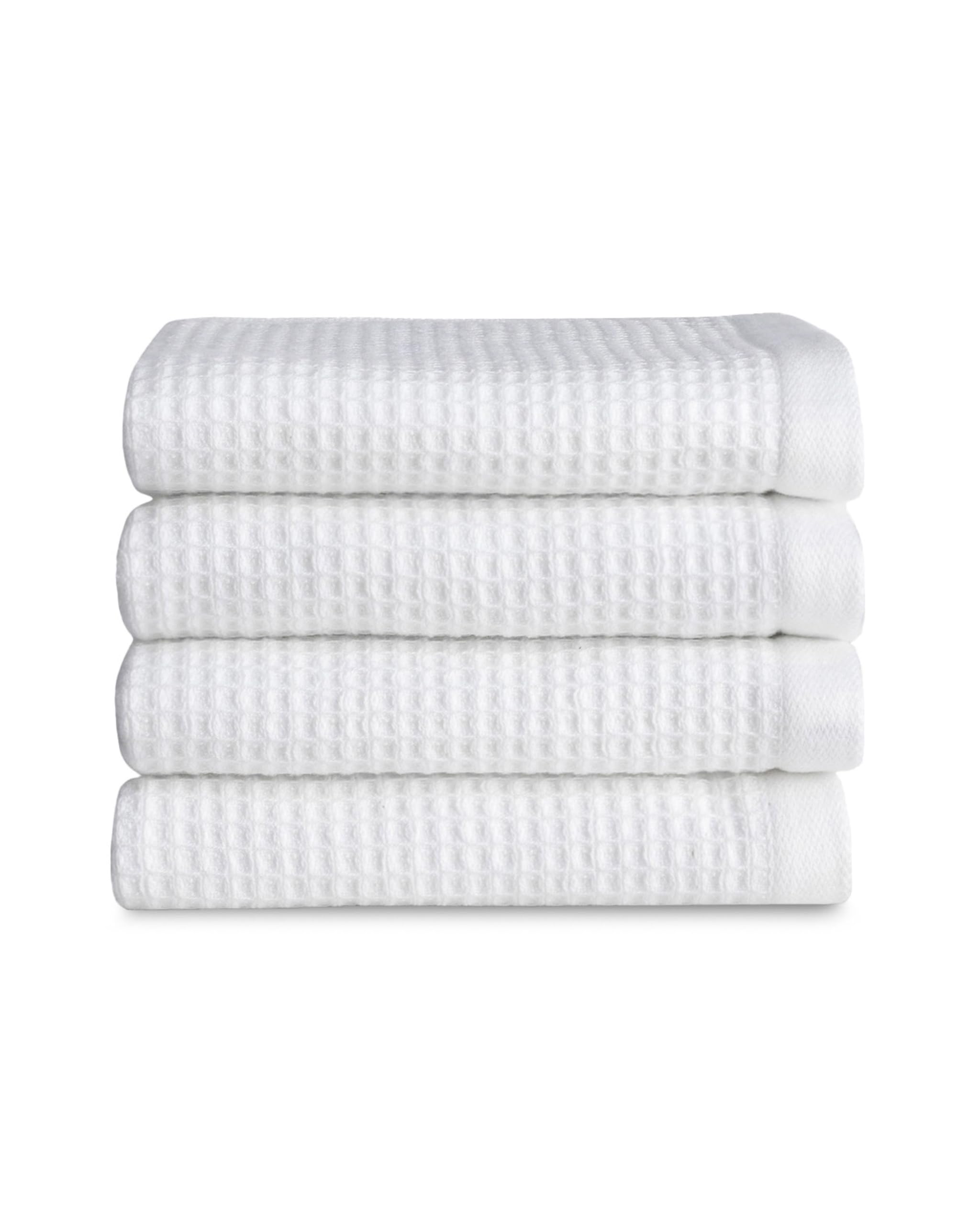 Cozy Earth White Waffle Terry Washcloths - Ultra Soft Cotton & Bamboo Viscose Blend, Plush & Highly Absorbent for Gentle Skin Care | Perfect for Bath, Spa & Baby Care