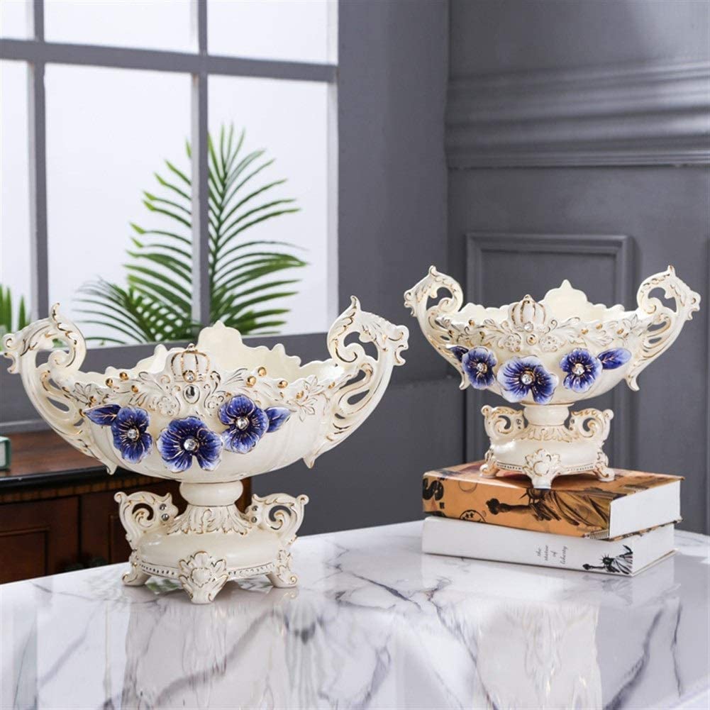 Blue Plum European-Style Ceramic Fruit Plate - Elegant Serving Dish for Fruits, Desserts & Snacks - Medium Size Decorative Bowl for Dining Table, Kitchen Counter & Living Room Display