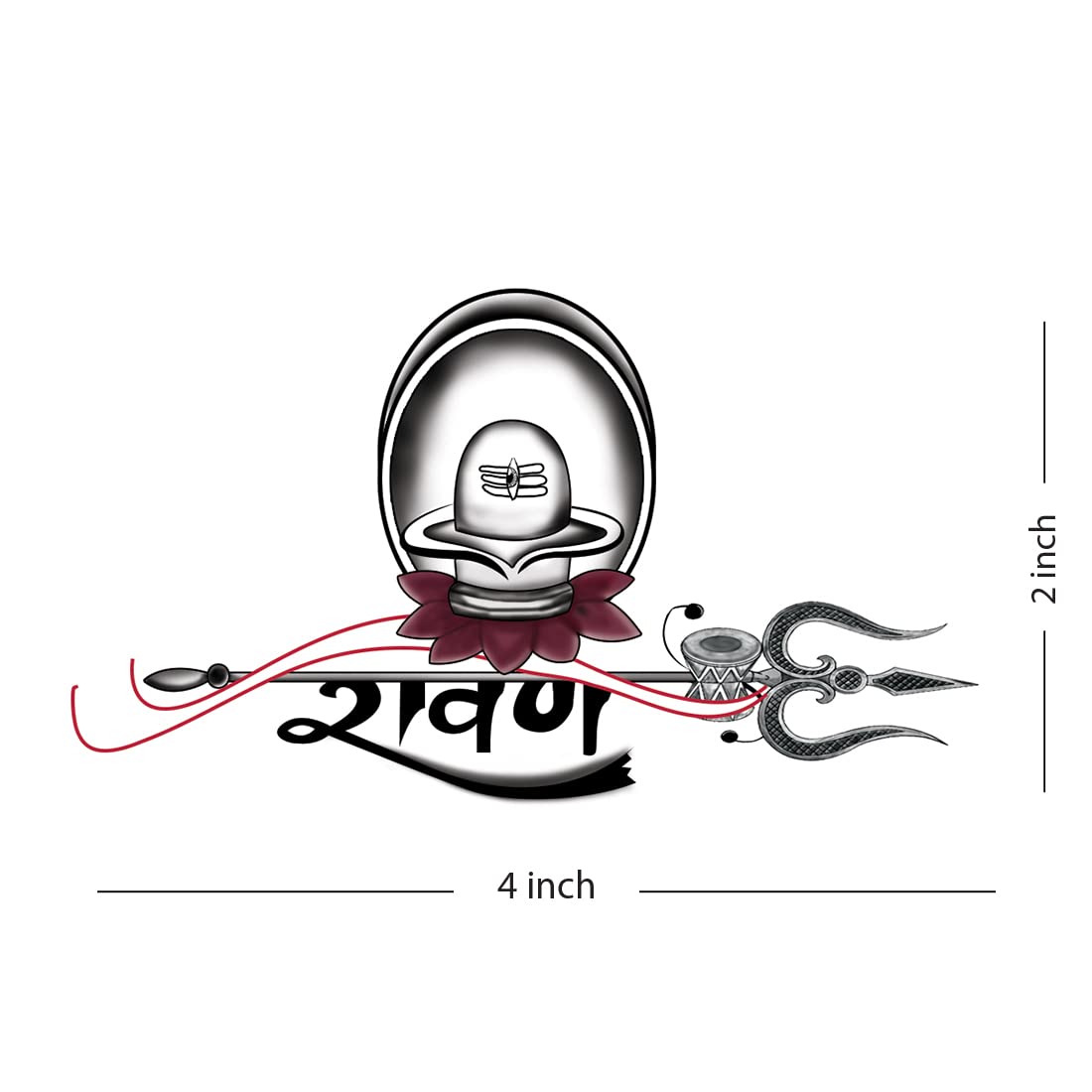 Waterproof Temporary Tattoo for Men & Women - Ravan with Trishul Shivling Design - Long Lasting Fake Body Art for Parties, Festivals & Cosplay