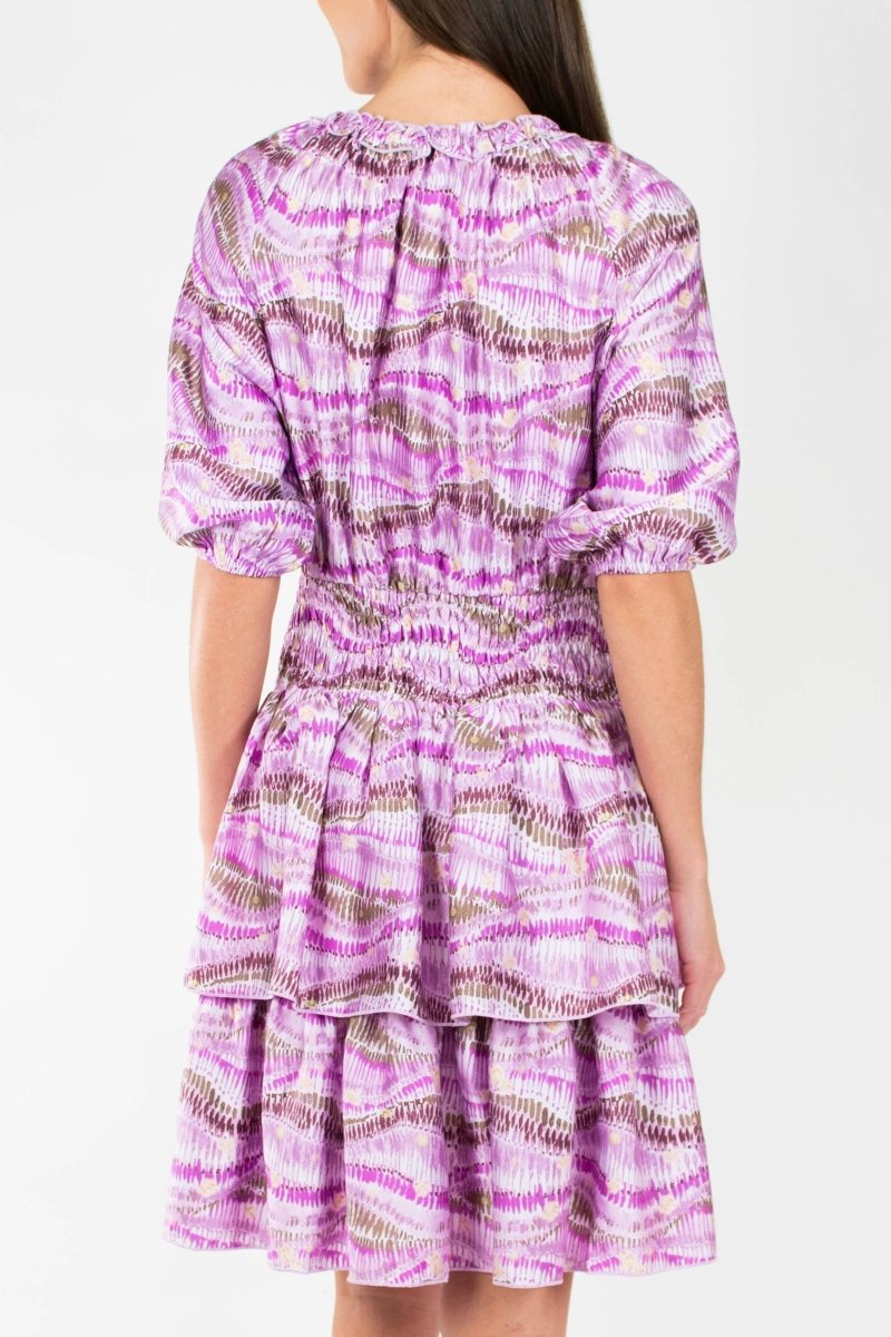 ZENA DRESS Women's Short Sleeve Floral Print Summer Dress - Purple Pattern Size 39 | Casual Wear, Beach Vacation, Party Outfit