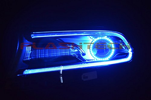 Flashtech LED RGB Multi-Color Halo Ring Headlight Kit with ColorFuse RF Remote for Dodge Charger 2015-2020 - Customizable Car Lighting for Night Driving & Car Shows