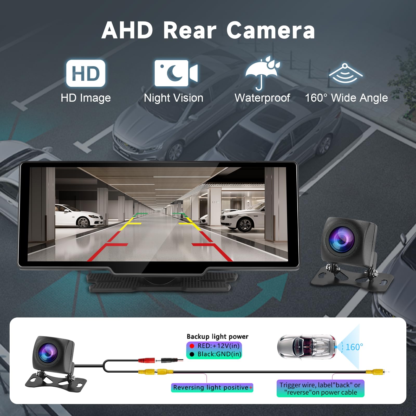 Hodozzy 9.3 Inch Wireless CarPlay & Android Auto Car Stereo with 2.5K Touchscreen, Portable Dash Cam, Bluetooth/FM/AUX/SD/Video Recording/Rear Camera - Perfect for Road Trips & Daily Commutes
