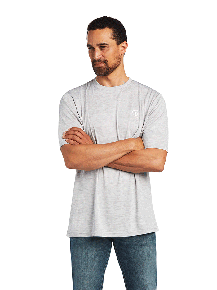 Ariat Men's Charger Vertical Flag Tee - Echo Gray - Comfortable Casual T-Shirt for Outdoor Activities & Everyday Wear