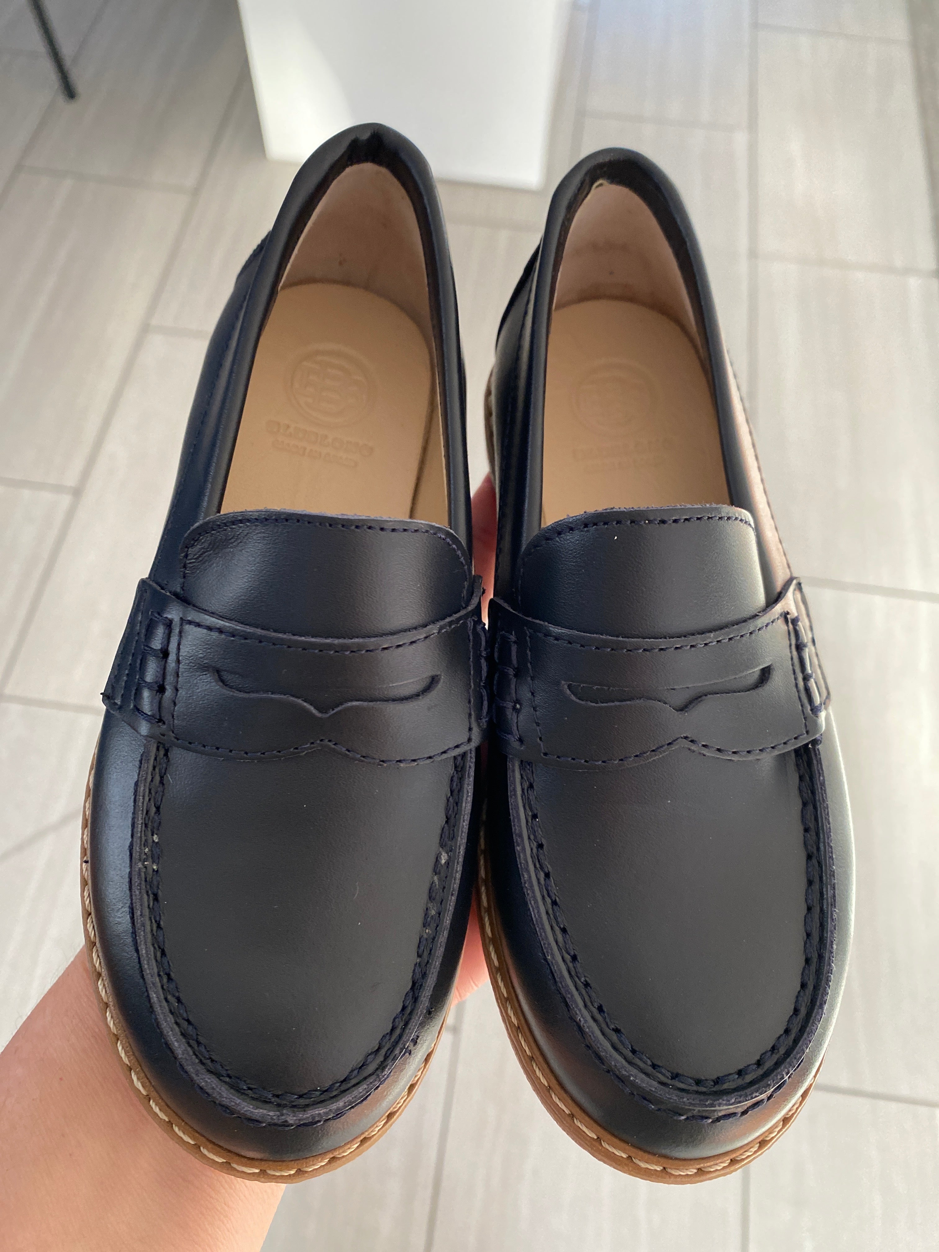 Blublonc Navy Penny Dress Loafer Shoes for Women - Classic Slip-On Comfortable Flats for Office, Business & Casual Wear