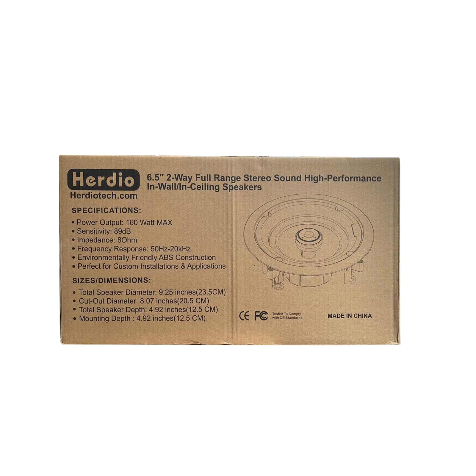 Herdio 6.5 Inch 640 Watts 2-Way Flush Mount Ceiling Speakers (4 Pack) - High Power Passive Audio System for Home Theater, Office, Kitchen, Living Room & Bathroom - Perfect for Background Music and Multi-Room Audio