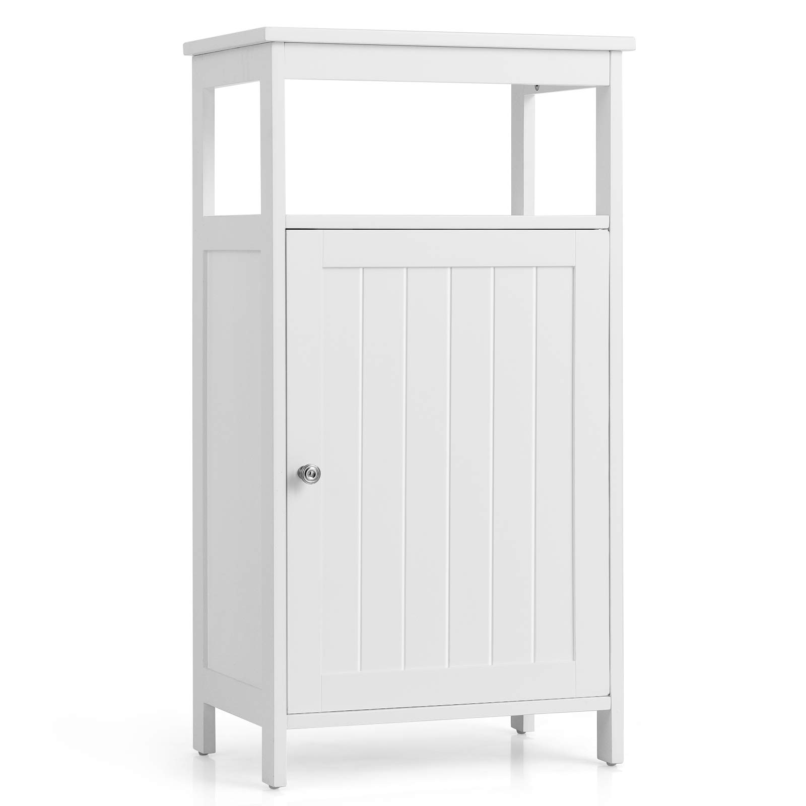 Tangkula Bathroom Floor Storage Cabinet - White, Multifunctional Free Standing Cabinet with Adjustable Shelf, Single Door Organizer for Bathroom, Living Room, Bedroom, Office & Hotel - Perfect for Storing Towels, Toiletries & Home Essentials