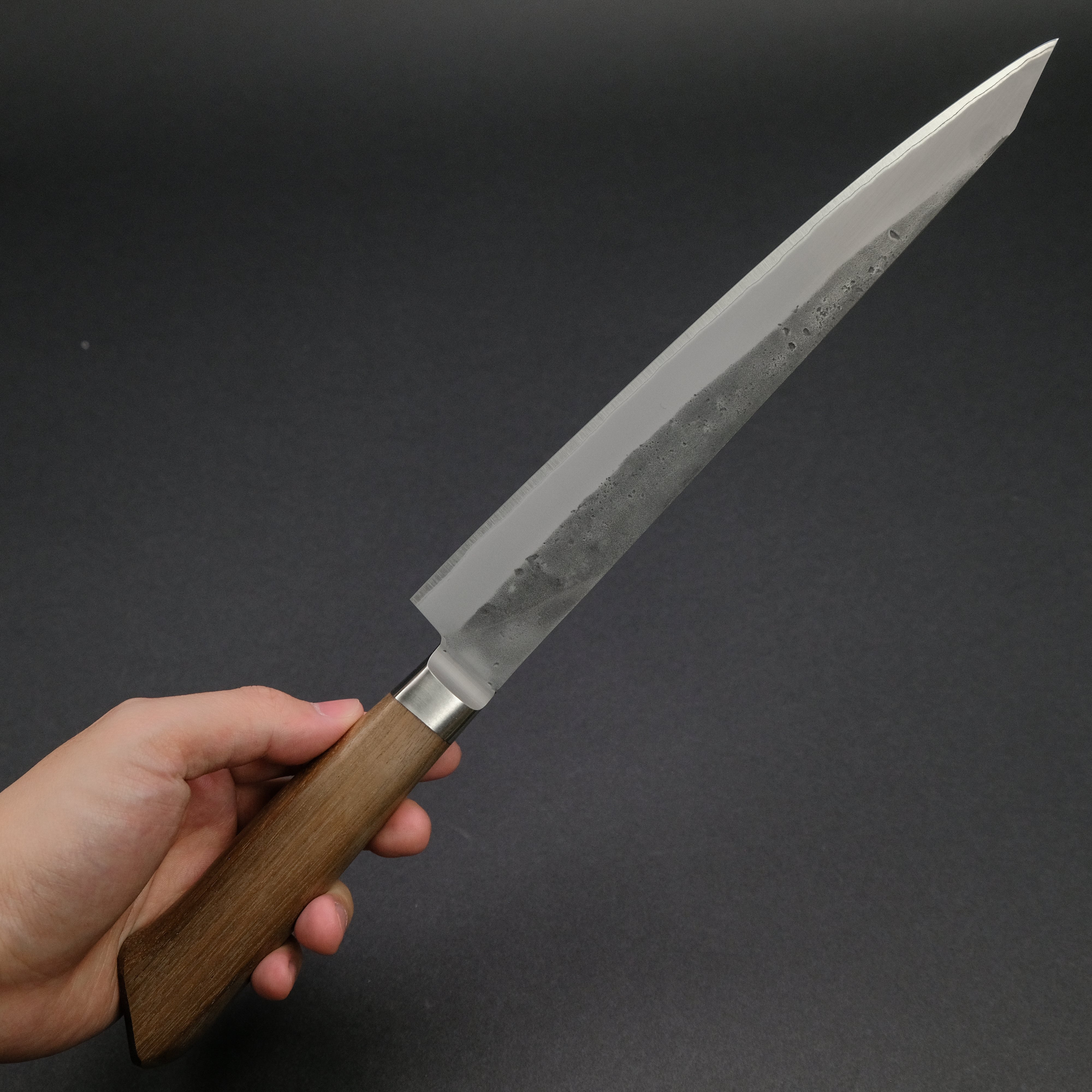Hitohira TD Blue #2 Stainless Clad Nashiji Sujihiki Knife 240mm - Japanese Chef Knife with Walnut Handle for Slicing Meat, Sushi & Precision Cutting