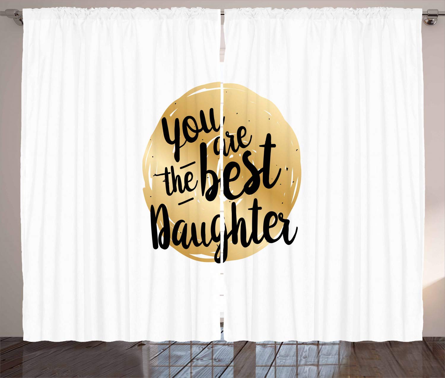 Ambesonne Daughter Curtains - Hand Drawn Circular Design with 