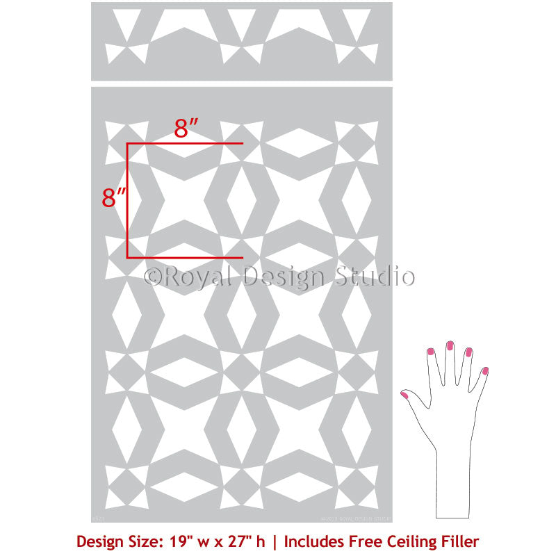 Sultana Tile Allover Stencil - Reusable DIY Wall & Floor Stencil for Moroccan-Inspired Home Decor, Bathroom, Kitchen Backsplash, and Craft Projects