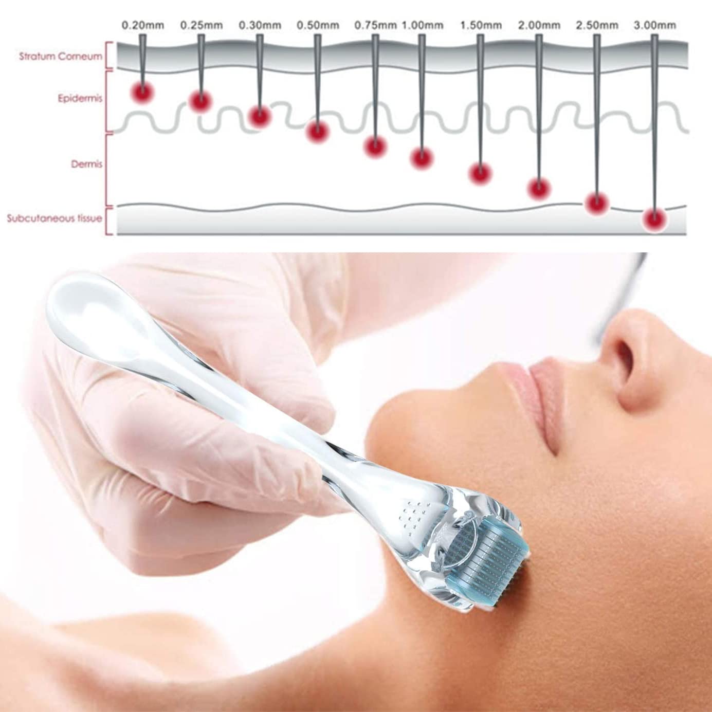 AUDUODUO® 0.5mm Dermaroller - 540 Silver Needles for Skin & Hair Care - Perfect for Home Facial Treatments