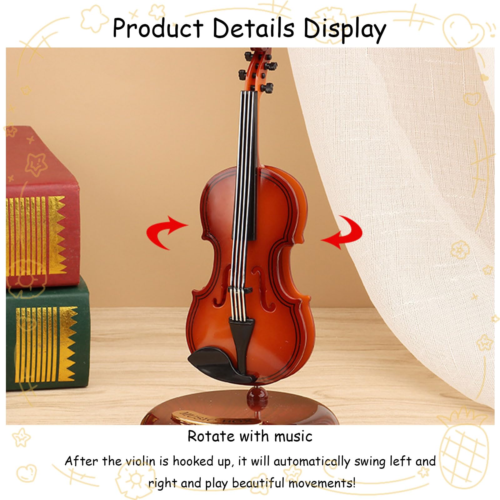 Classical Violin Music Box - Mini Replica Instrument Gift for Home & Office Decor, Perfect for Music Lovers & Classical Enthusiasts | Great for Birthday, Wedding, Anniversary Gifts & Room Decoration
