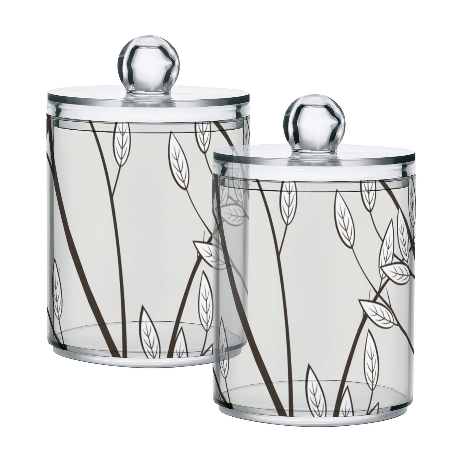Vintage Plastic Storage Jars with Lids - Set of 4 Translucent 10oz Food Containers with Colorful Bird & Tree Branch Design | Perfect for Tea, Cookies, Cotton Swabs & Canning | Kitchen & Bathroom Organization