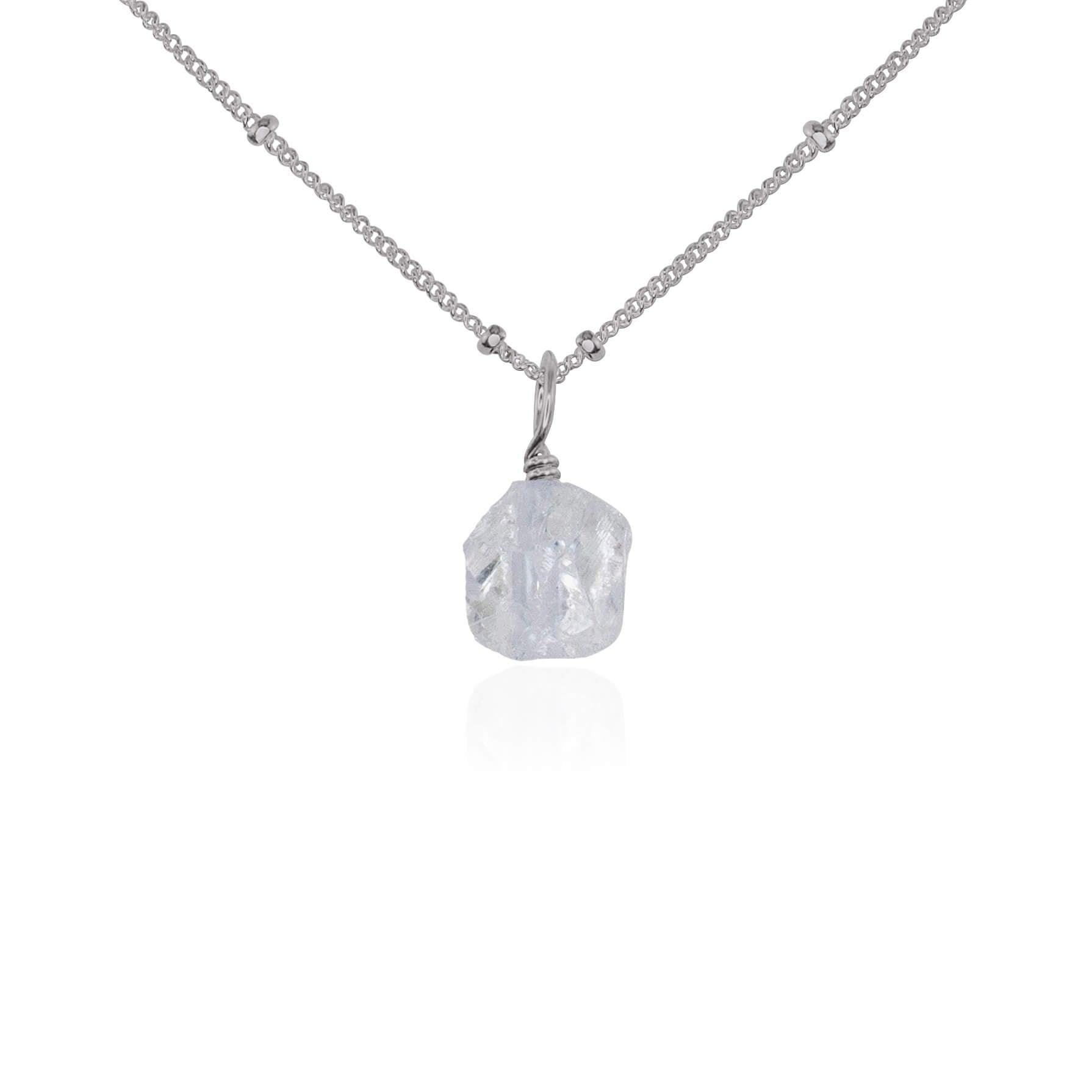 Natural Raw Crystal Quartz Pendant Necklace - Healing Stone Jewelry for Women, Men | Spiritual Protection, Energy Cleansing | Perfect for Meditation, Yoga & Everyday Wear
