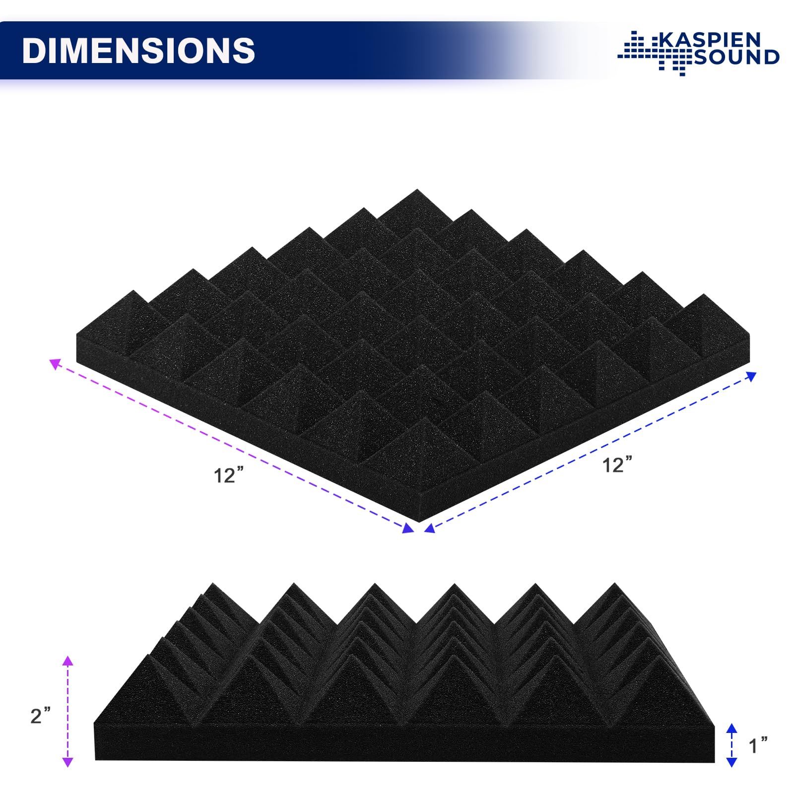 48 Pack High Density Acoustic Foam Panels - 12