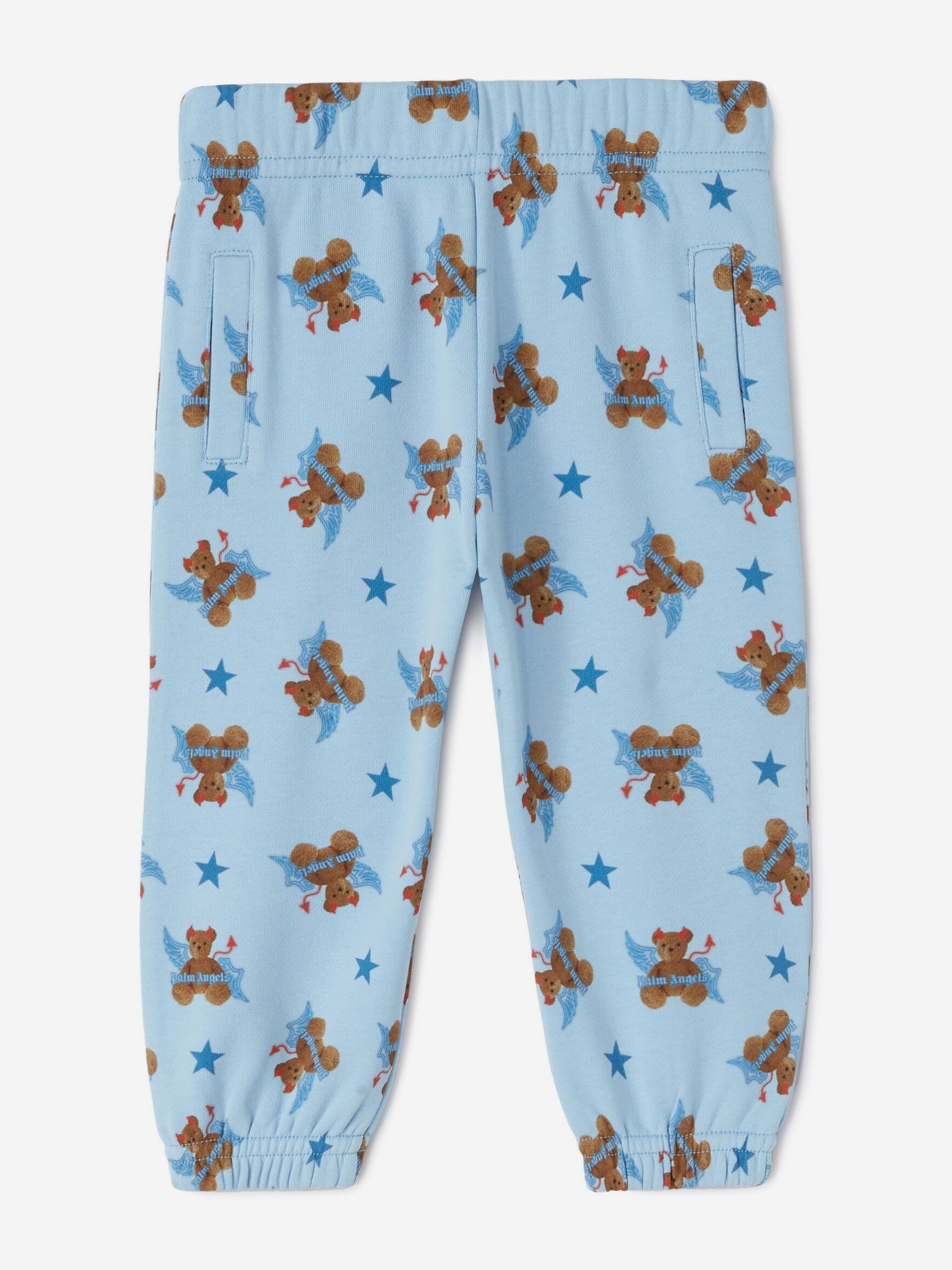 Baby Boys AOP Bear Devil Joggers - Blue Cotton Pants for Toddlers | Soft & Comfortable Jogger Pants for Playtime, Daycare & Outdoor Activities