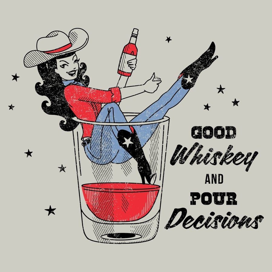 Women's Whiskey Cowgirl Boyfriend Fit T-Shirt - Western Style Comfortable Casual Tee for Country Music Festivals & Rodeo Events