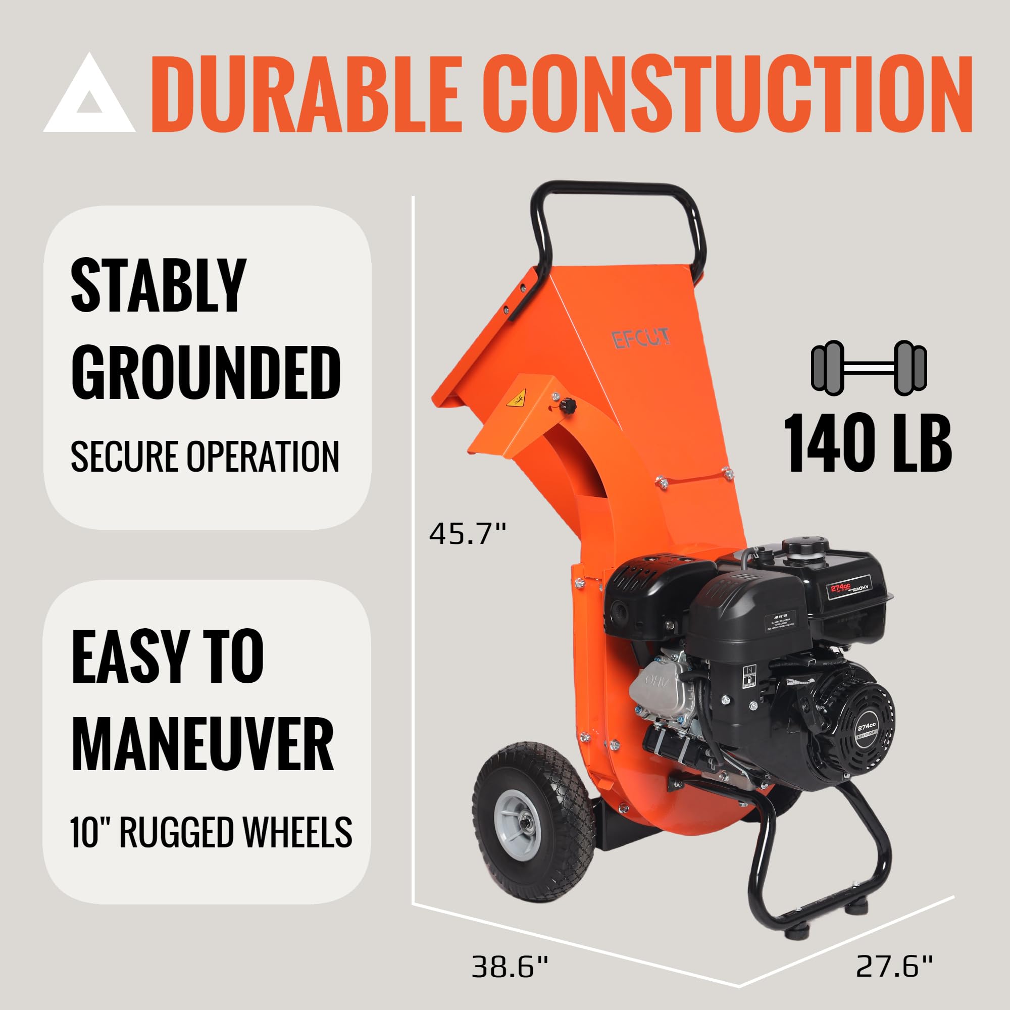 **9HP 274cc Gas Powered Wood Chipper Shredder - 4