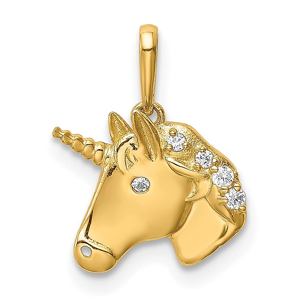14K Yellow Gold Unicorn Cubic Zirconia Pendant Necklace - Mythical Fine Jewelry for Women | Birthday Gift for Her, Christmas Present, Anniversary Keepsake | Perfect for Everyday Wear, Special Occasions & Fantasy Lovers