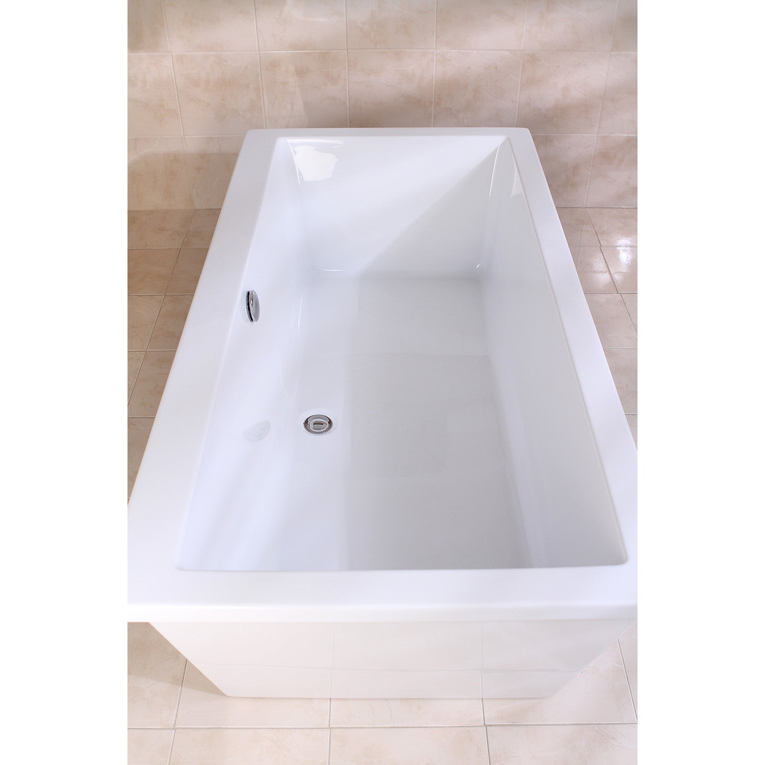 Aqua Eden 66 Inch Acrylic Freestanding Bathtub - Rectangular Double Ended Soaking Tub with Drain, Glossy White Finish | Perfect for Luxury Bathrooms & Spa Retreats