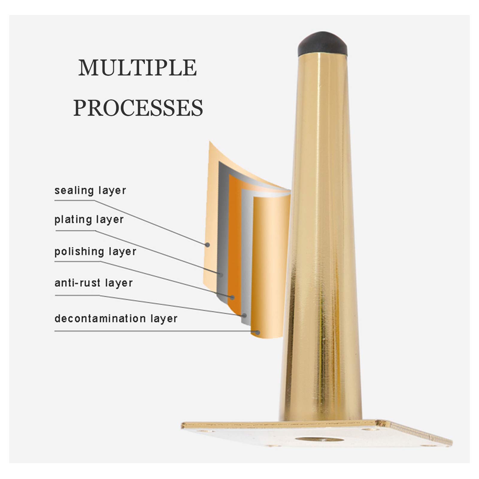 Black Gold Oblique Metal Furniture Legs - 4Pcs Iron Table Feet for DIY Cabinets, Beds, Desks & Sofas - 35cm/14in Heavy Duty Replacement Legs with Solid Mounting Plates - Perfect for Home Office, Living Room & Bedroom Furniture Upgrade