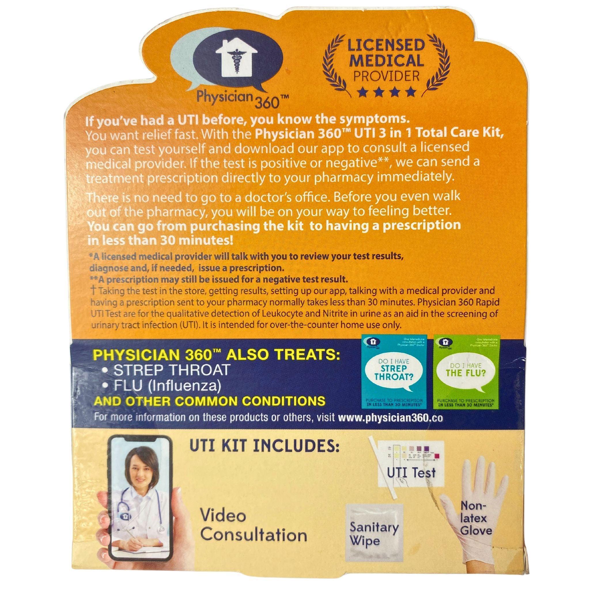Physician 360 UTI Relief Kit - 3-in-1 Complete Urinary Tract Infection Treatment (23 Pieces) for Women & Men - Home Care, Travel & Emergency Use
