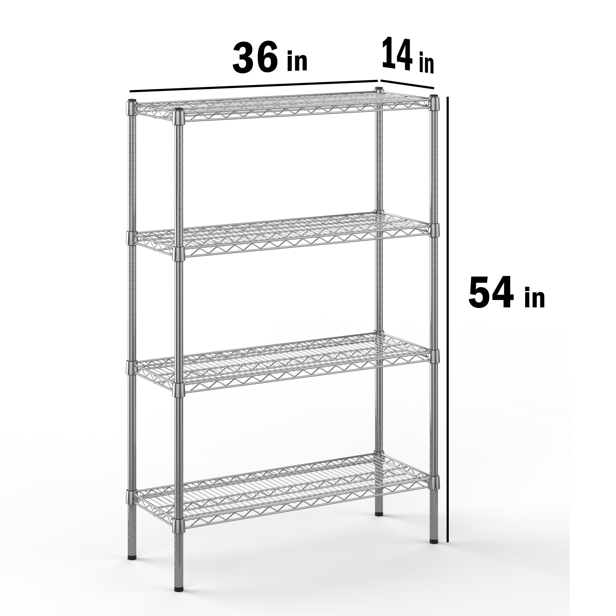 4-Tier Chrome Wire Shelving Kit - 14