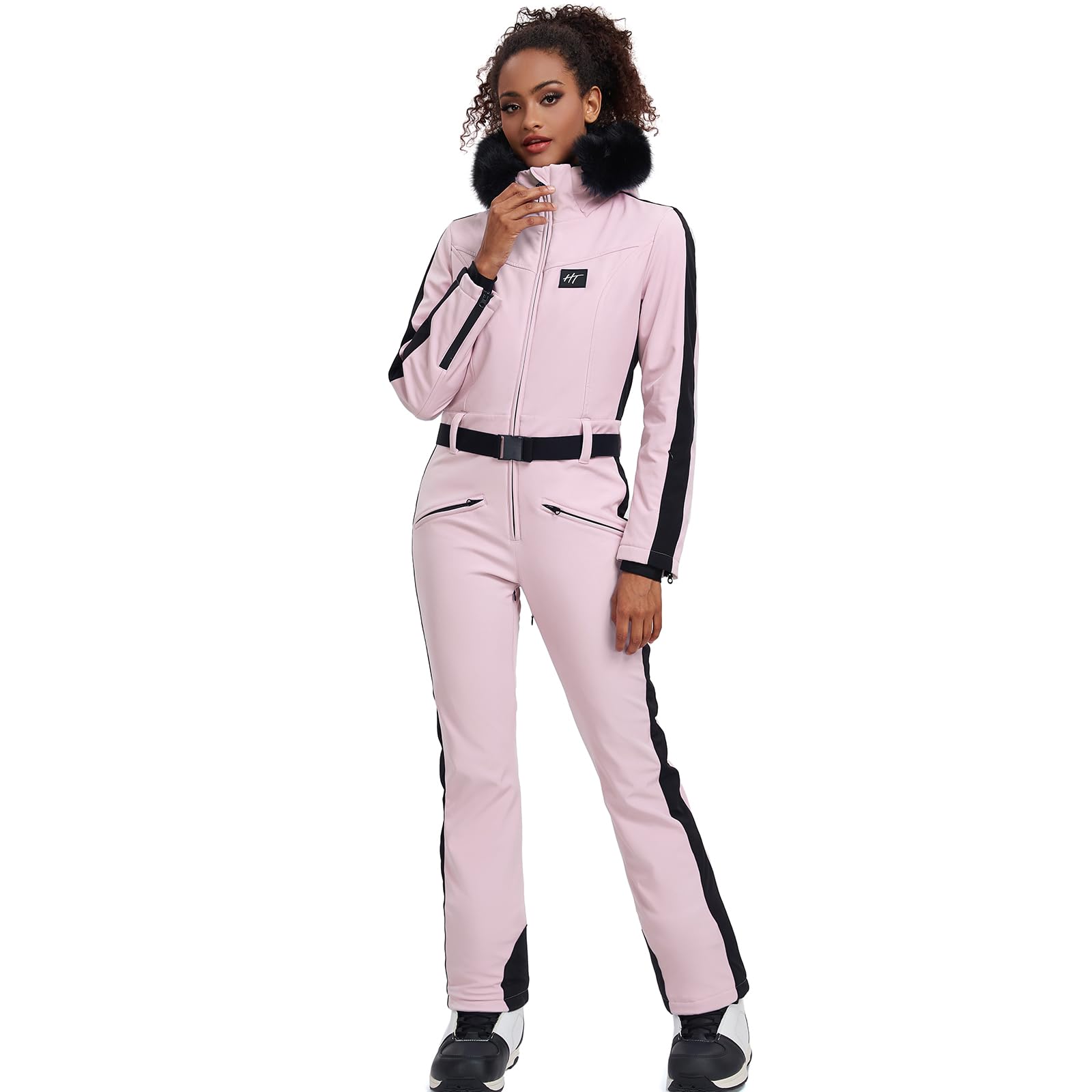 HOTIAN Women's Slim Fit Waterproof Ski Suit - One Piece Jumpsuit for Snowboarding & Winter Outdoor Activities | Warm & Comfortable for Skiing, Snow Sports & Cold Weather Adventures
